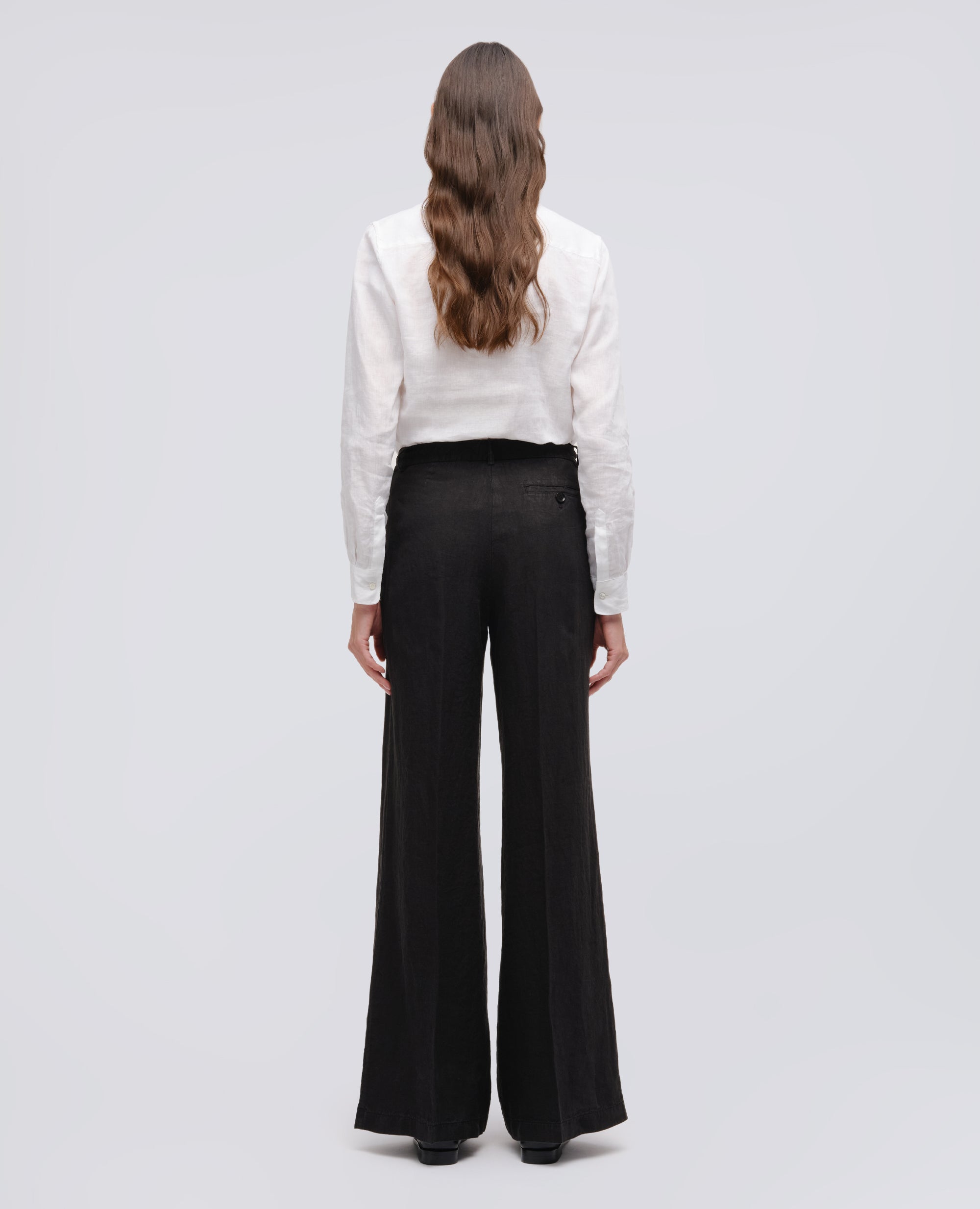 PANTALONE IN TELA DI LINO-NERO-BLACK-NEGRO-SCHWARZ-NOIR