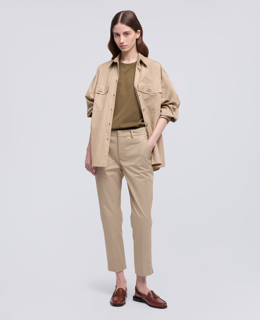 PANTALONE CAPRI IN TWILL DI COTONE STRETCH-COLONIALE-COLONIAL BEIGE-COLONIAL-KOLONIALBEIGE-COLONIAL