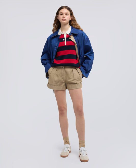 SHORT IN GABARDINA COTONE E  LINO TINTO CAPO-BEIGE-BEIGE-BEIS-BEIGE-BEIGE