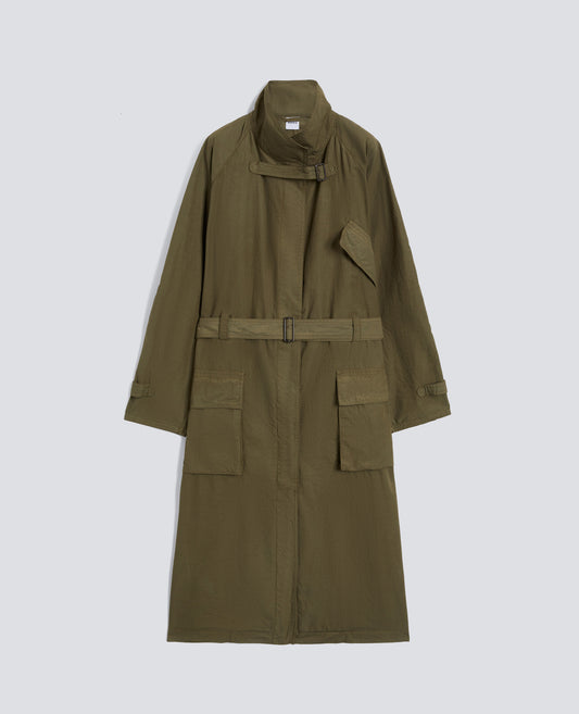 SOPRABITO IN POPELINE DI COTONE TINTO CAPO-MILITARE-MILITARY-MILITAR-MILITAR-MILITAIRE