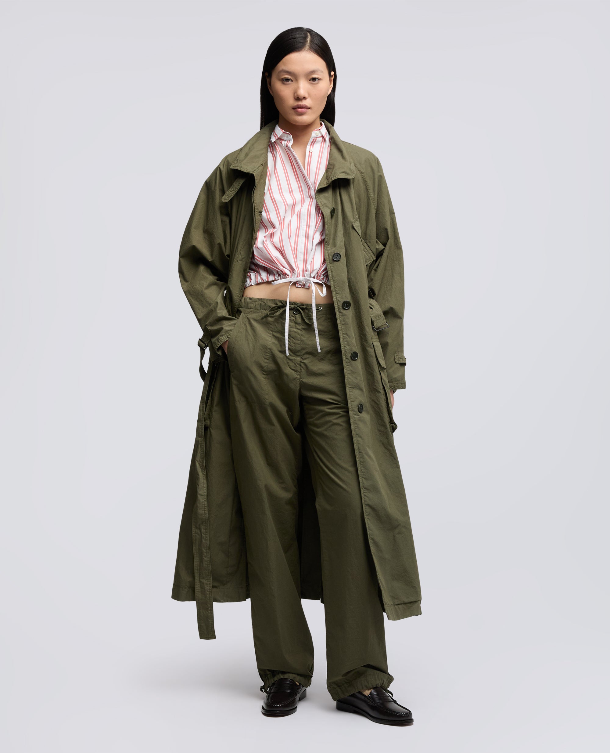 SOPRABITO IN POPELINE DI COTONE TINTO CAPO-MILITARE-MILITARY-MILITAR-MILITAR-MILITAIRE