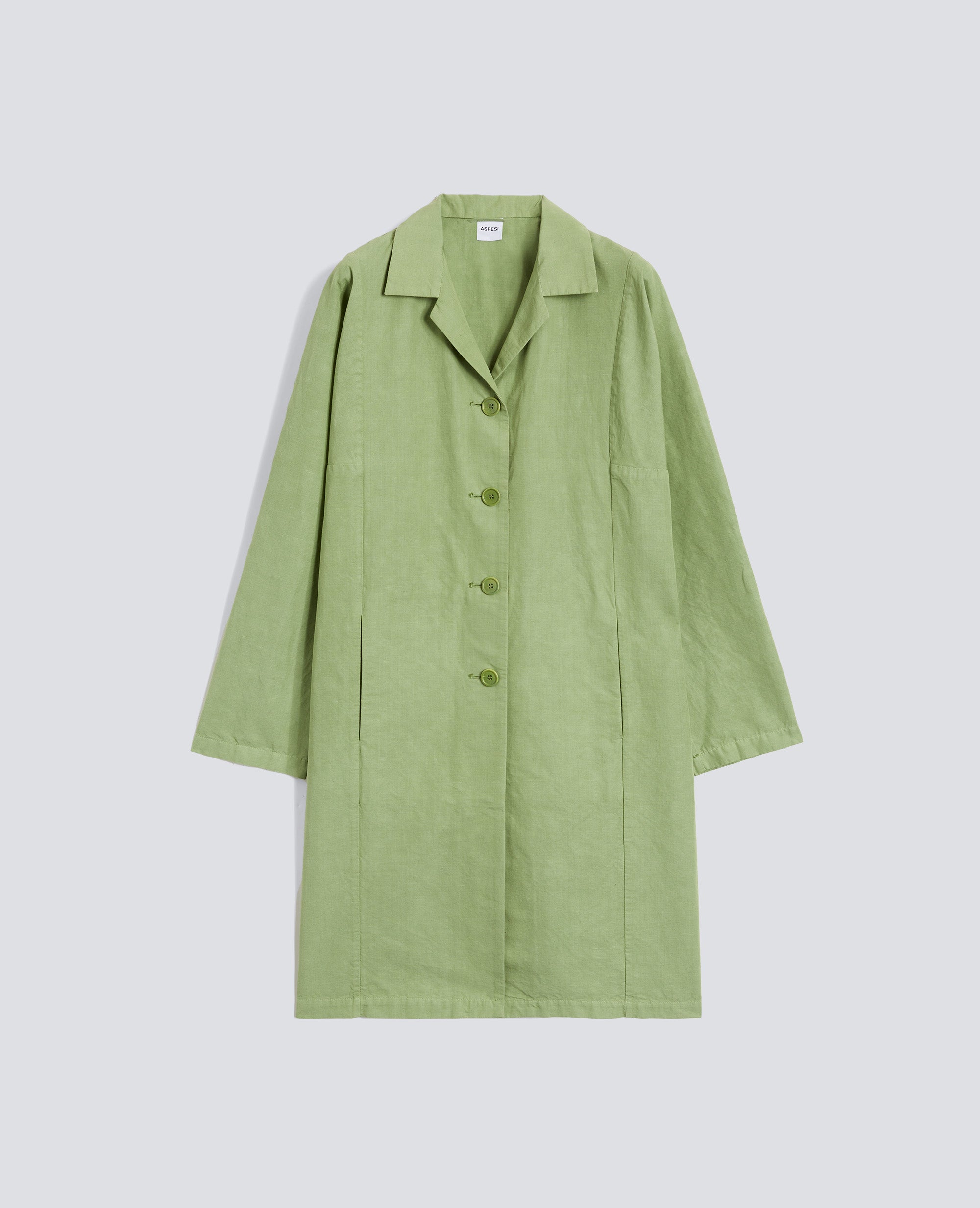 SOPARABITO IN TELA FIAMMATA COTONE E LINO TINTO CAPO-SALVIA-SAGE GREEN-ARENA-SALBEIGRUN-SAUGE