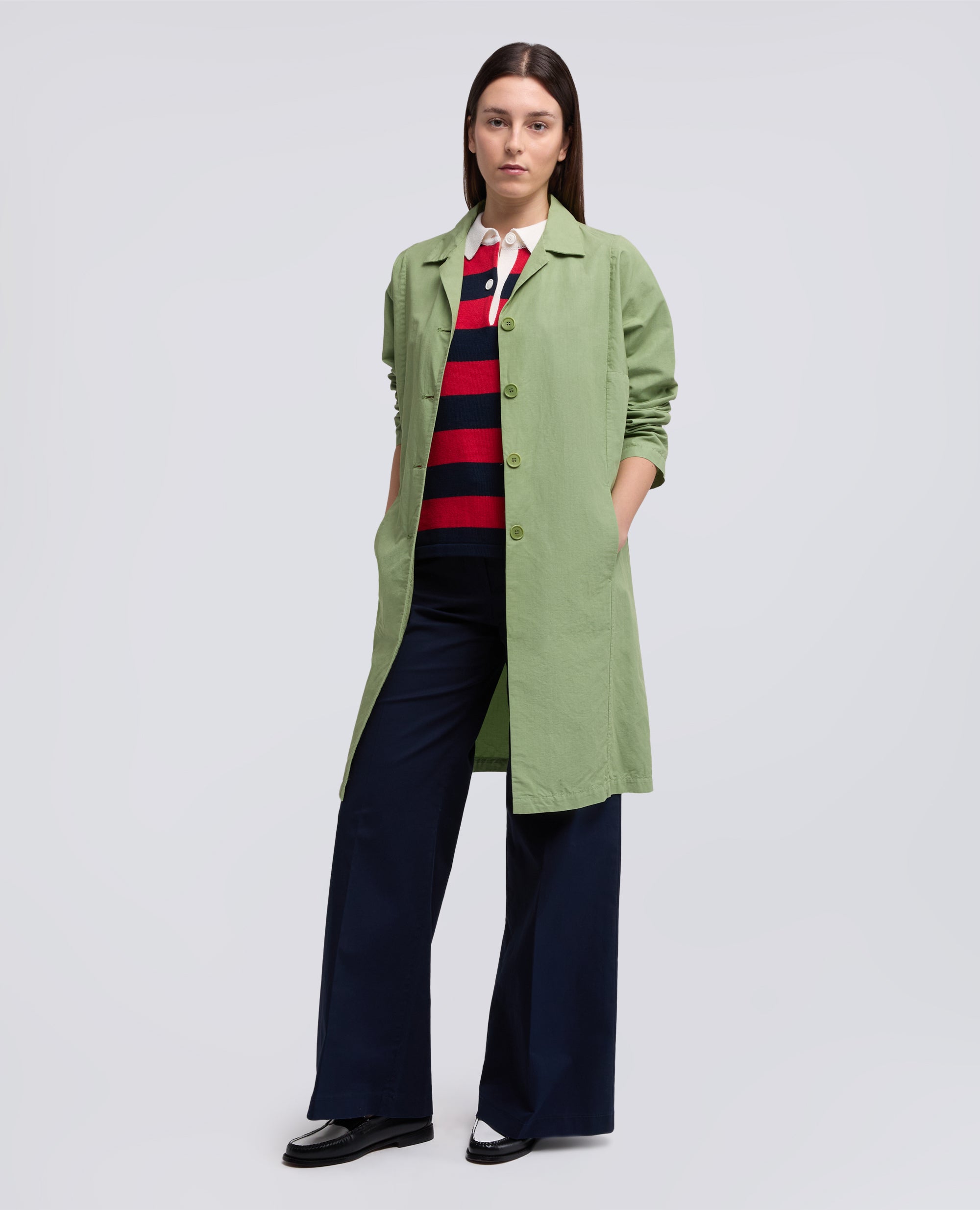 SOPARABITO IN TELA FIAMMATA COTONE E LINO TINTO CAPO-SALVIA-SAGE GREEN-ARENA-SALBEIGRUN-SAUGE