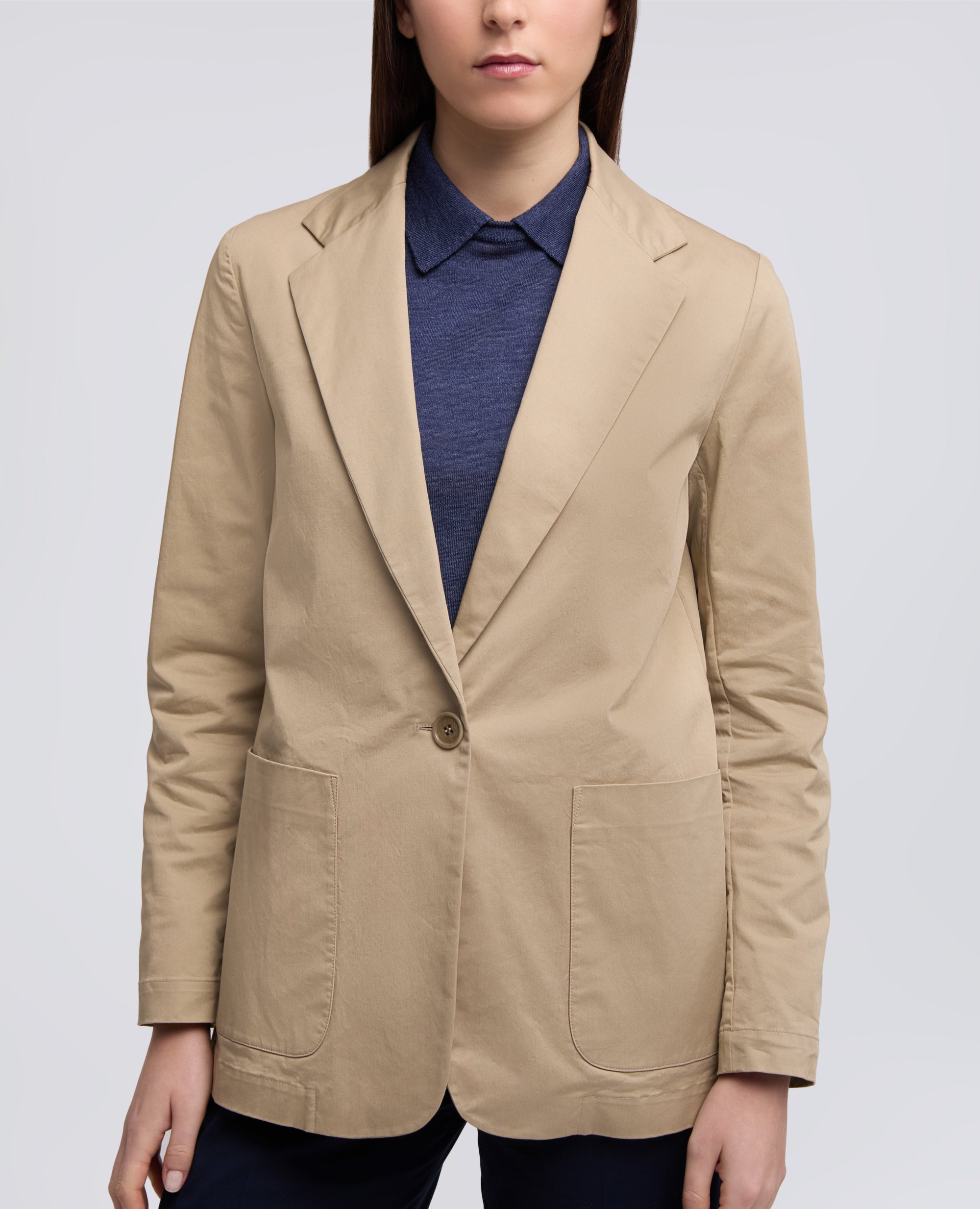 GIACCA MONOPETTO DECOSTRUITA IN TWILL DI COTONE-COLONIALE-COLONIAL BEIGE-COLONIAL-KOLONIALBEIGE-COLONIAL