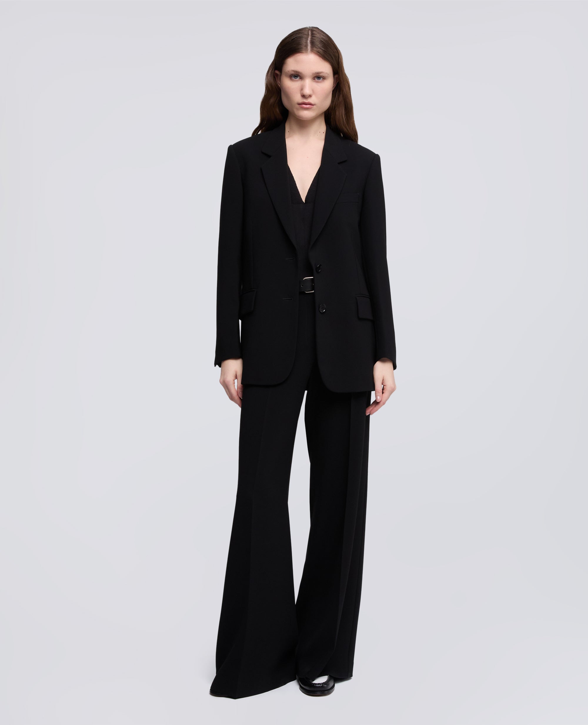 GIACCA MONOPETTO IN CADY CREPE IN TRIACETATO POLIESTERE-NERO-BLACK-NEGRO-SCHWARZ-NOIR