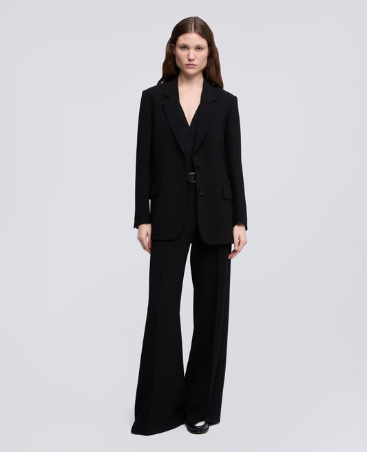 GIACCA MONOPETTO IN CADY CREPE IN TRIACETATO POLIESTERE-NERO-BLACK-NEGRO-SCHWARZ-NOIR