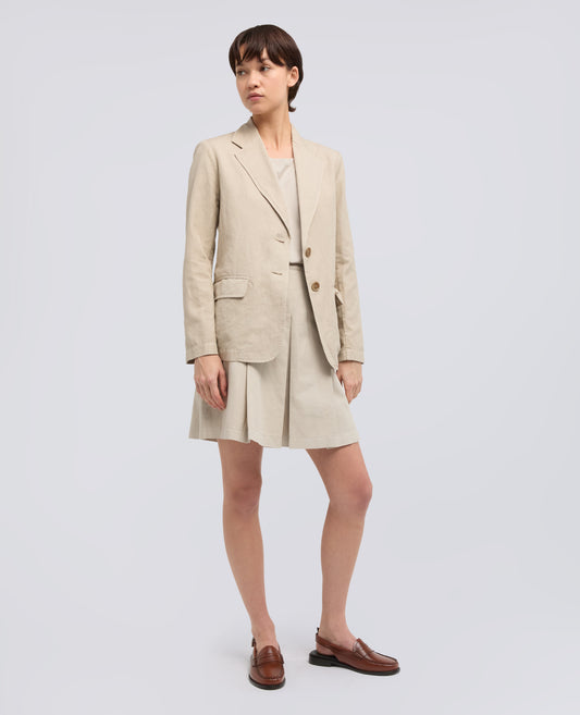 GONNA IN GABARDINE DI COTONE E LINO TINTO CAPO-BEIGE-BEIGE-BEIS-BEIGE-BEIGE