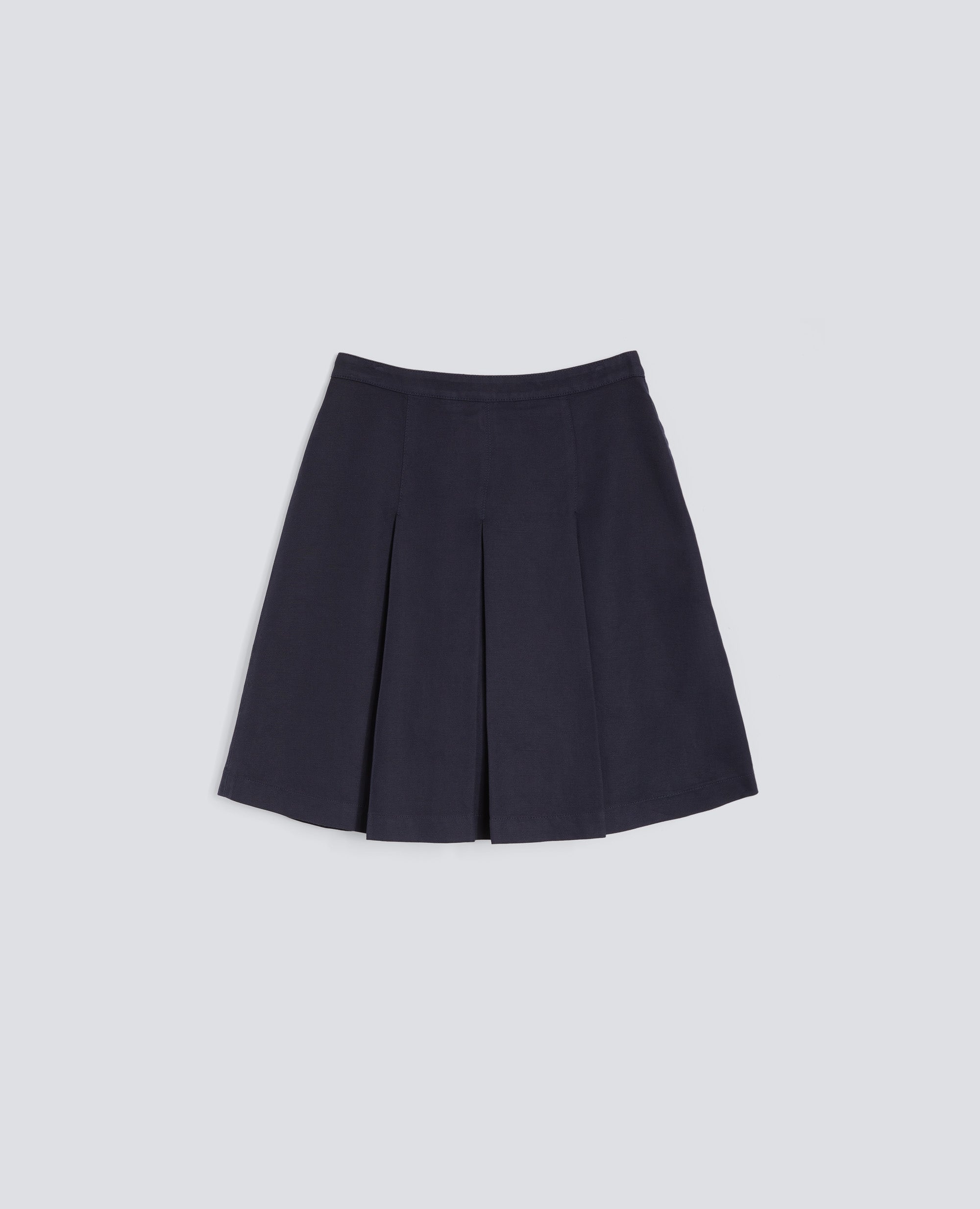 GONNA IN GABARDINE DI COTONE E LINO TINTO CAPO-NAVY-NAVY-AZUL MARINO-NAVY-NAVY