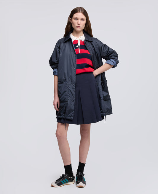 GONNA IN GABARDINE DI COTONE E LINO TINTO CAPO-NAVY-NAVY-AZUL MARINO-NAVY-NAVY