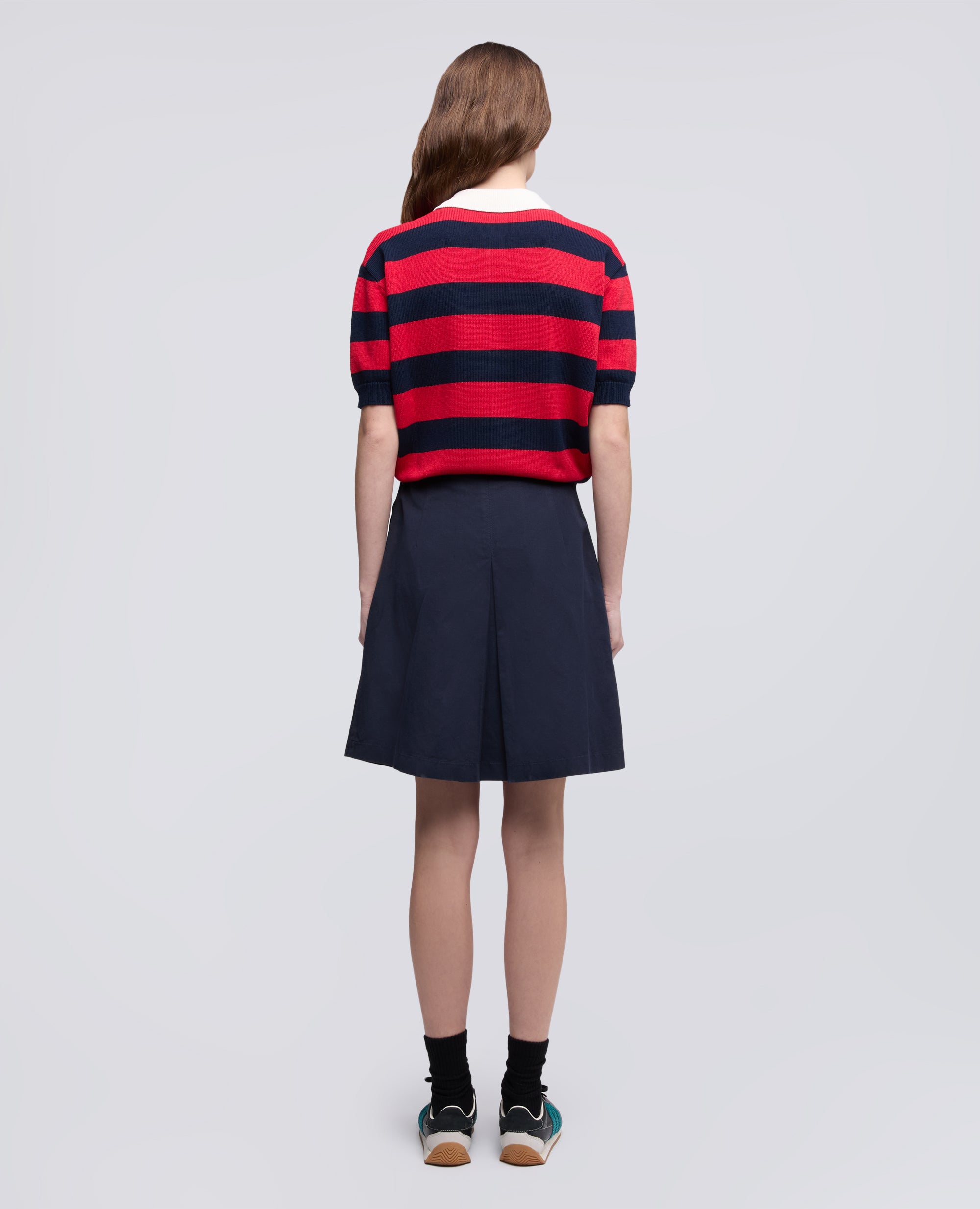 GONNA IN GABARDINE DI COTONE E LINO TINTO CAPO-NAVY-NAVY-AZUL MARINO-NAVY-NAVY