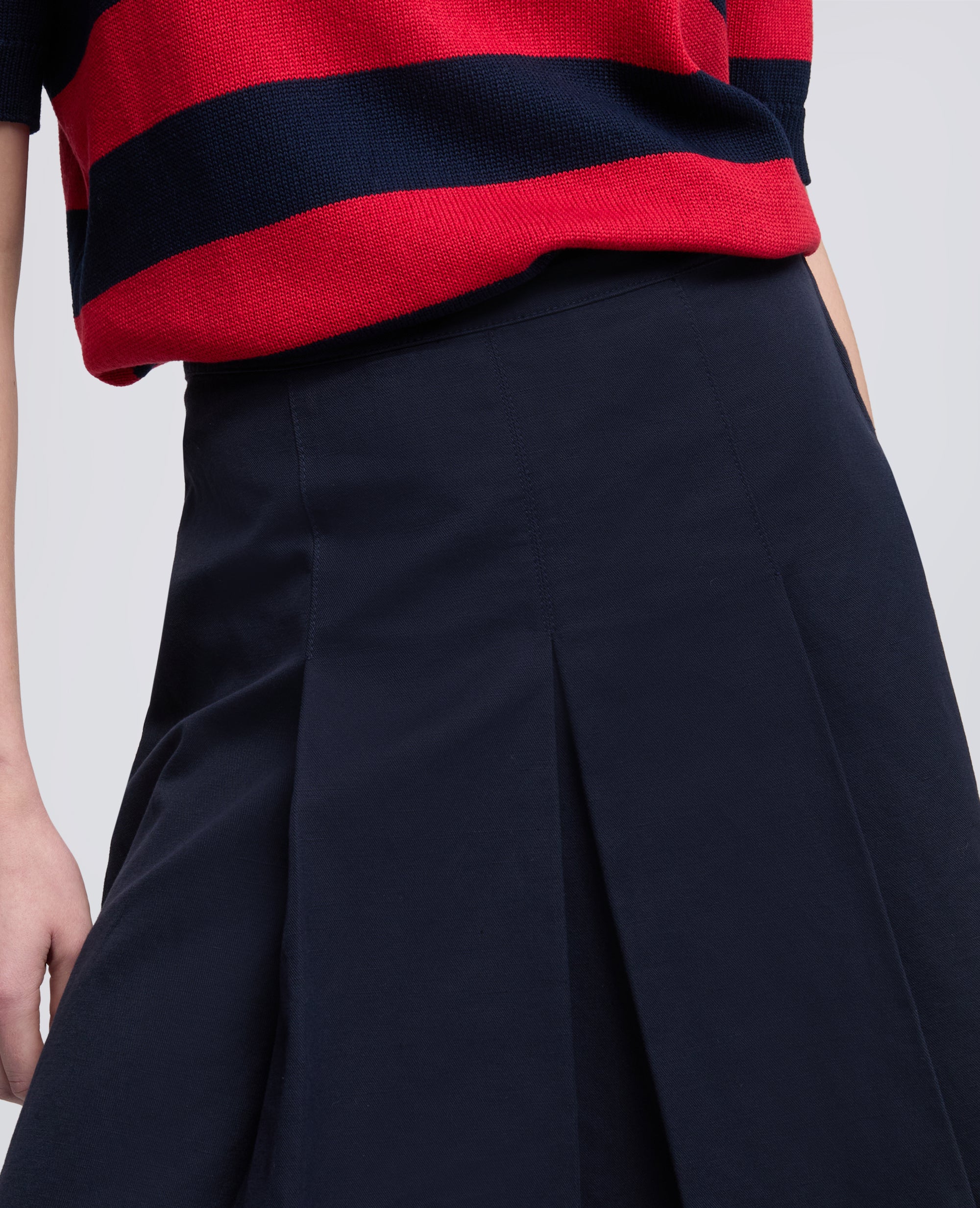 GONNA IN GABARDINE DI COTONE E LINO TINTO CAPO-NAVY-NAVY-AZUL MARINO-NAVY-NAVY