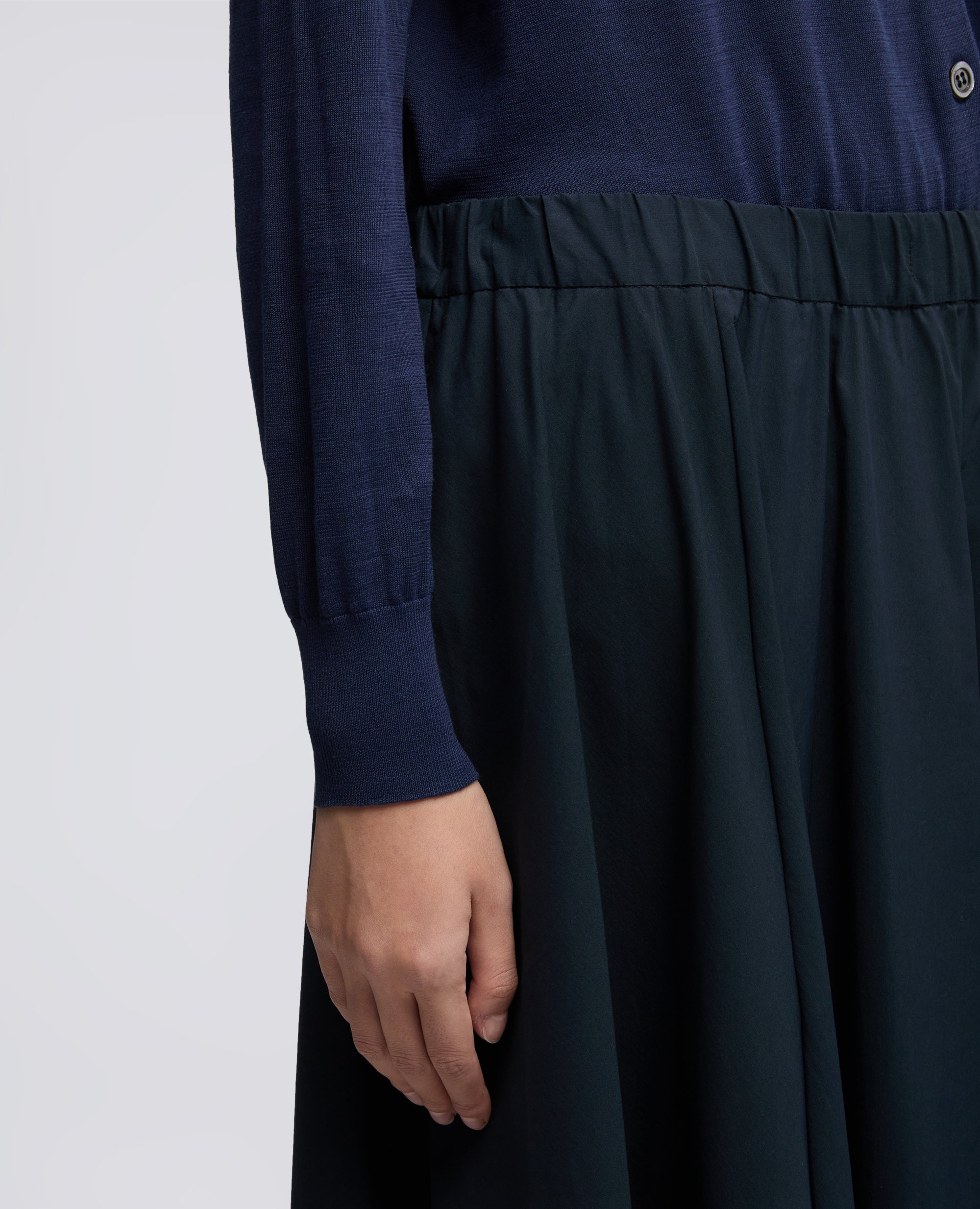 GONNA IN POPELINE COTONE E NYLON STRETCH-NAVY-NAVY-AZUL MARINO-NAVY-NAVY