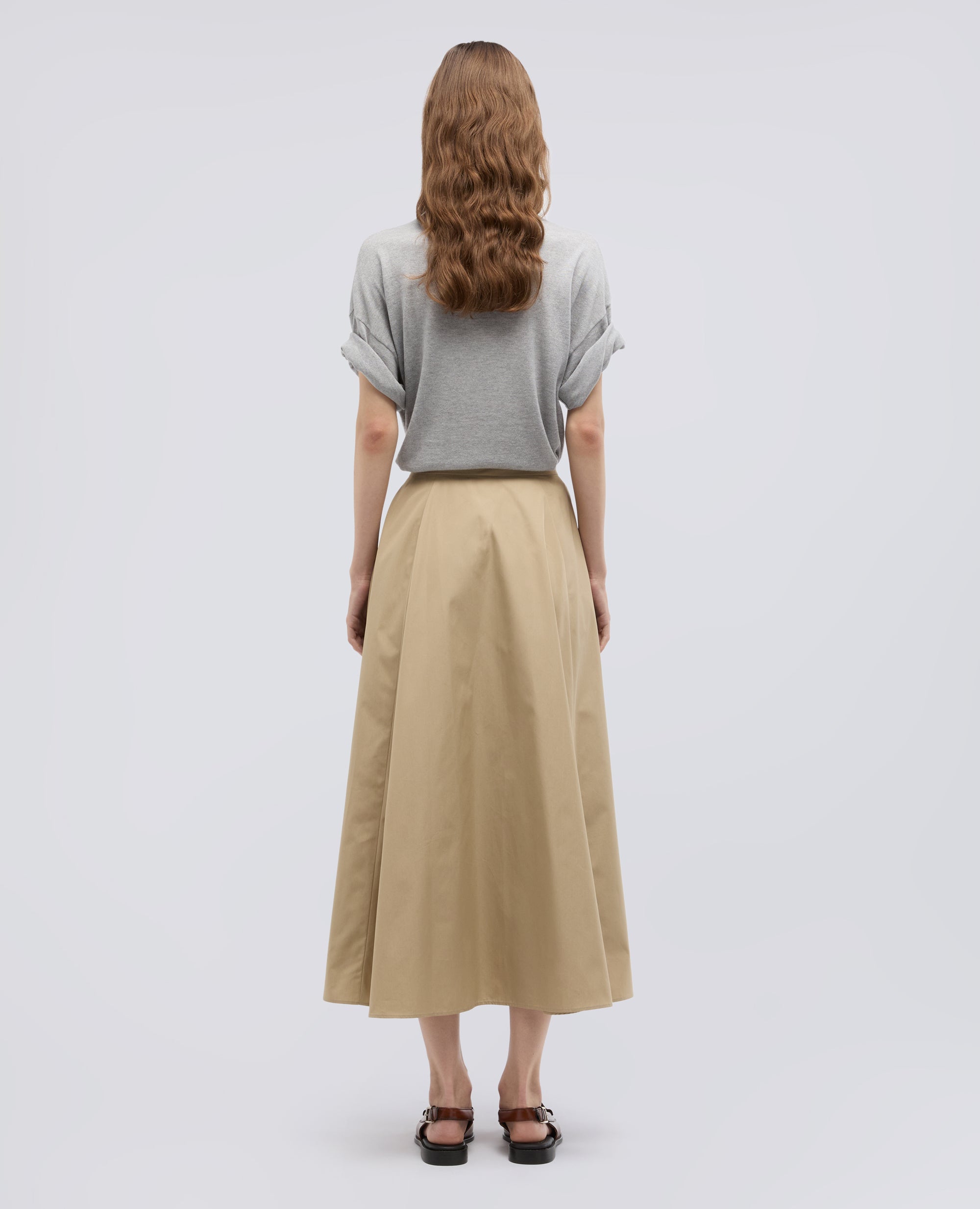 GONNA IN POPELINE COTONE-COLONIALE-COLONIAL BEIGE-COLONIAL-KOLONIALBEIGE-COLONIAL