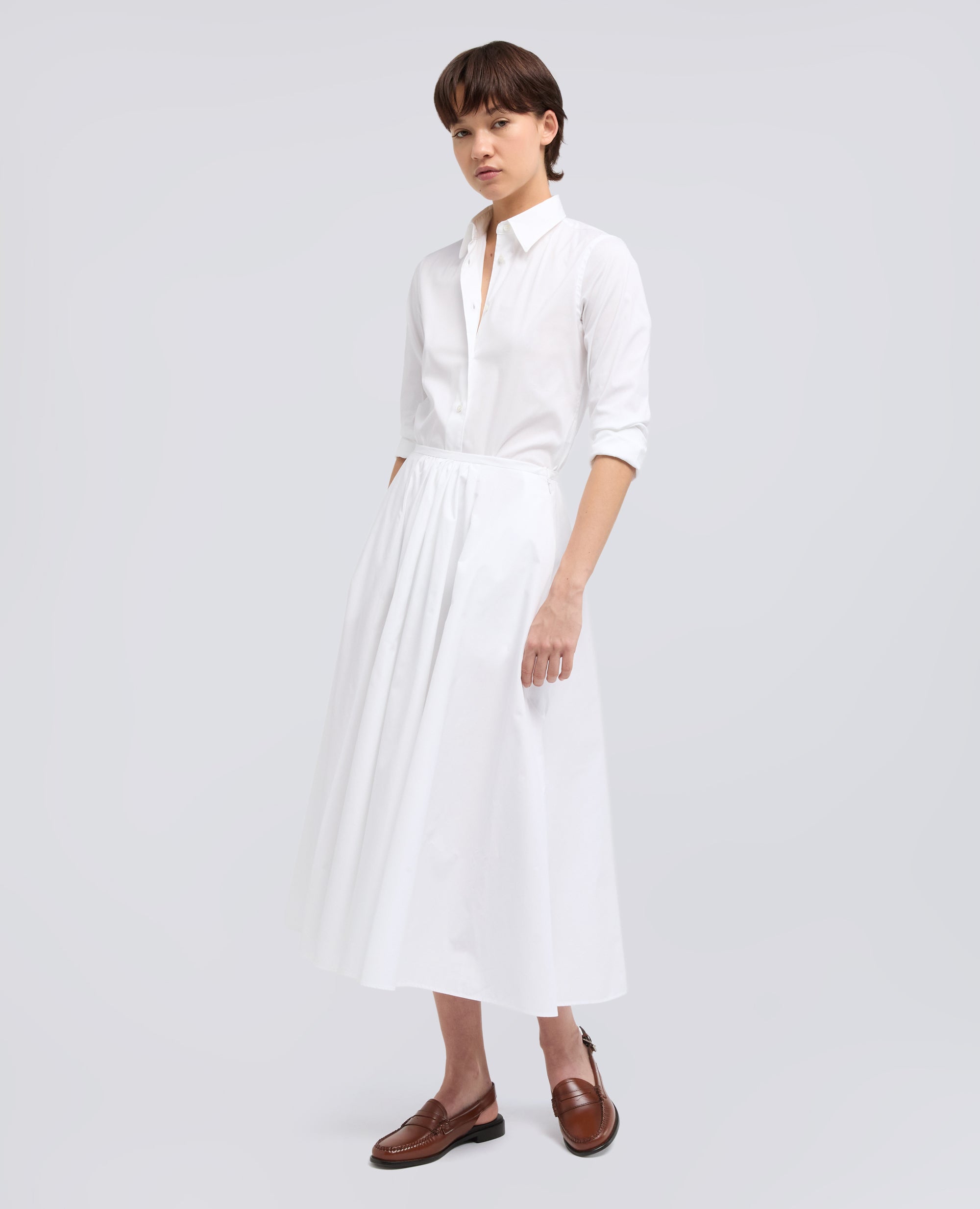 GONNA IN POPELINE COTONE-BIANCO-WHITE-BLANCO-WEISS-BLANC