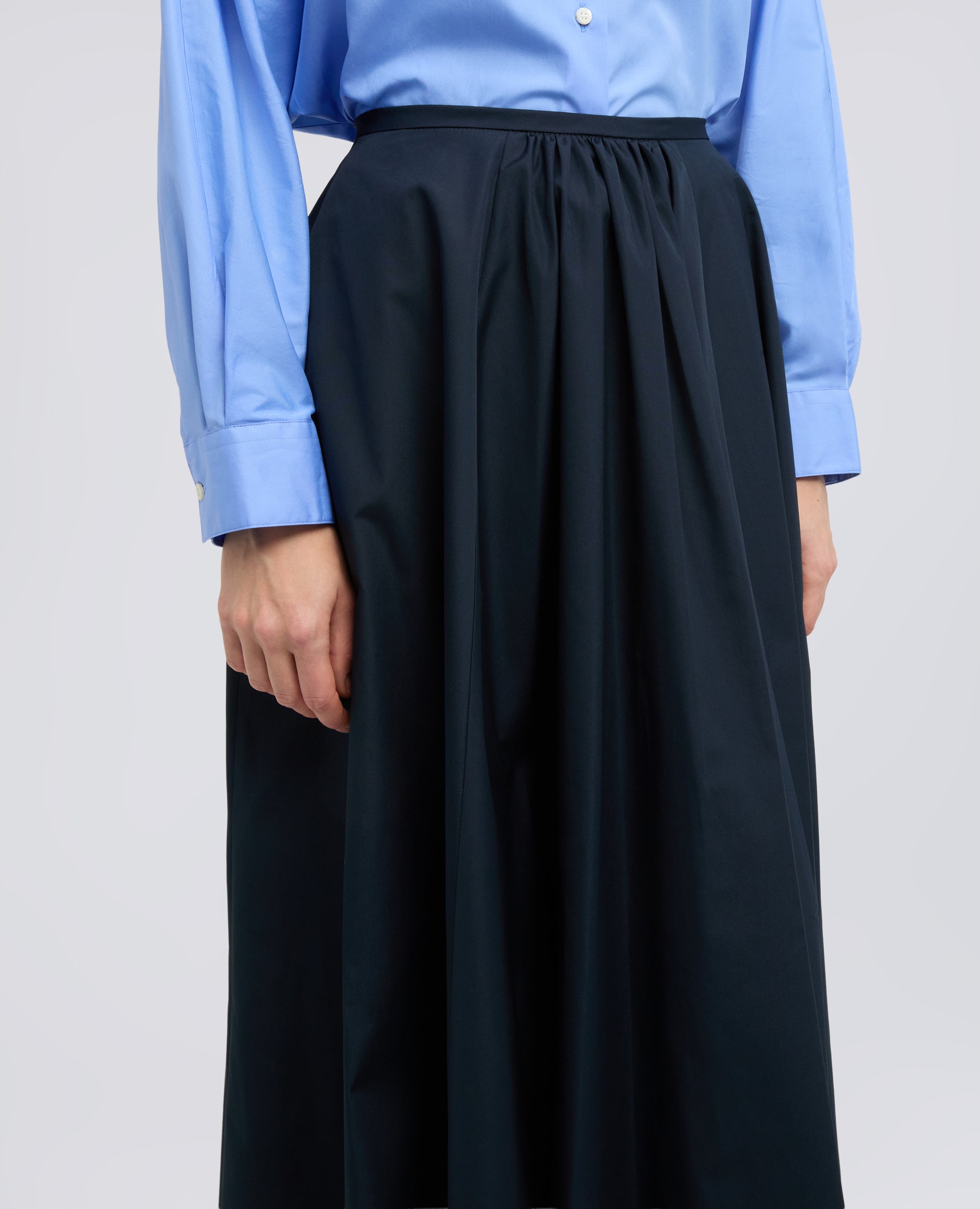 GONNA IN POPELINE COTONE-NAVY-NAVY-AZUL MARINO-NAVY-NAVY