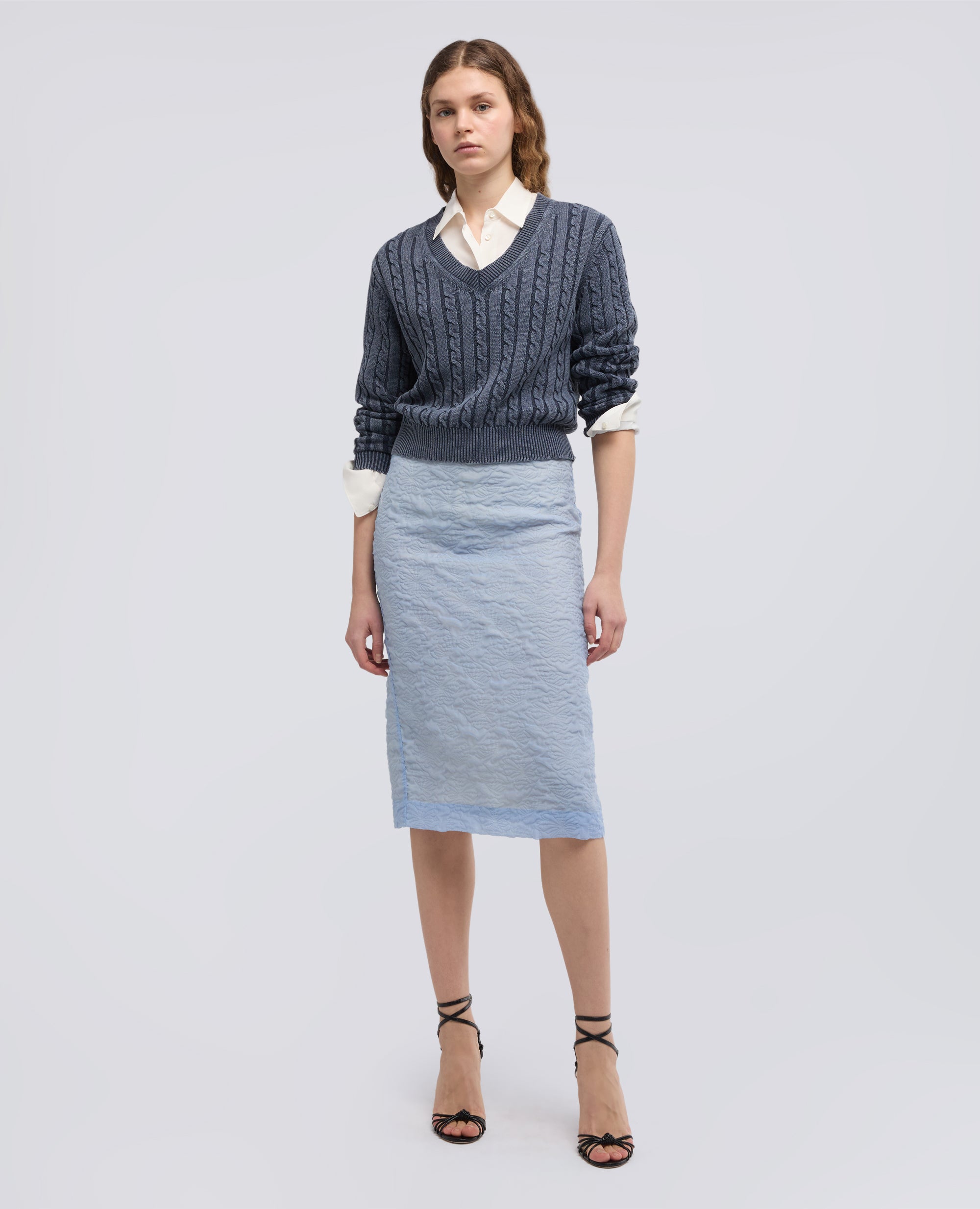 GONNA TUBINO IN CLOQUE'-AZZURRO-SKY BLUE-AZUL CLARO-HIMMELBLAU-BLEU CIEL