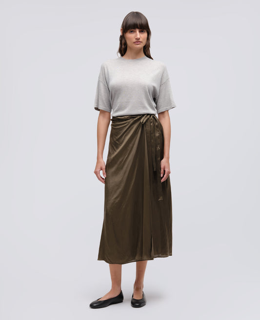 GONNA A PORTAFOGLIO IN TWILL DI VISCOSA-MILITARE-MILITARY-MILITAR-MILITAR-MILITAIRE