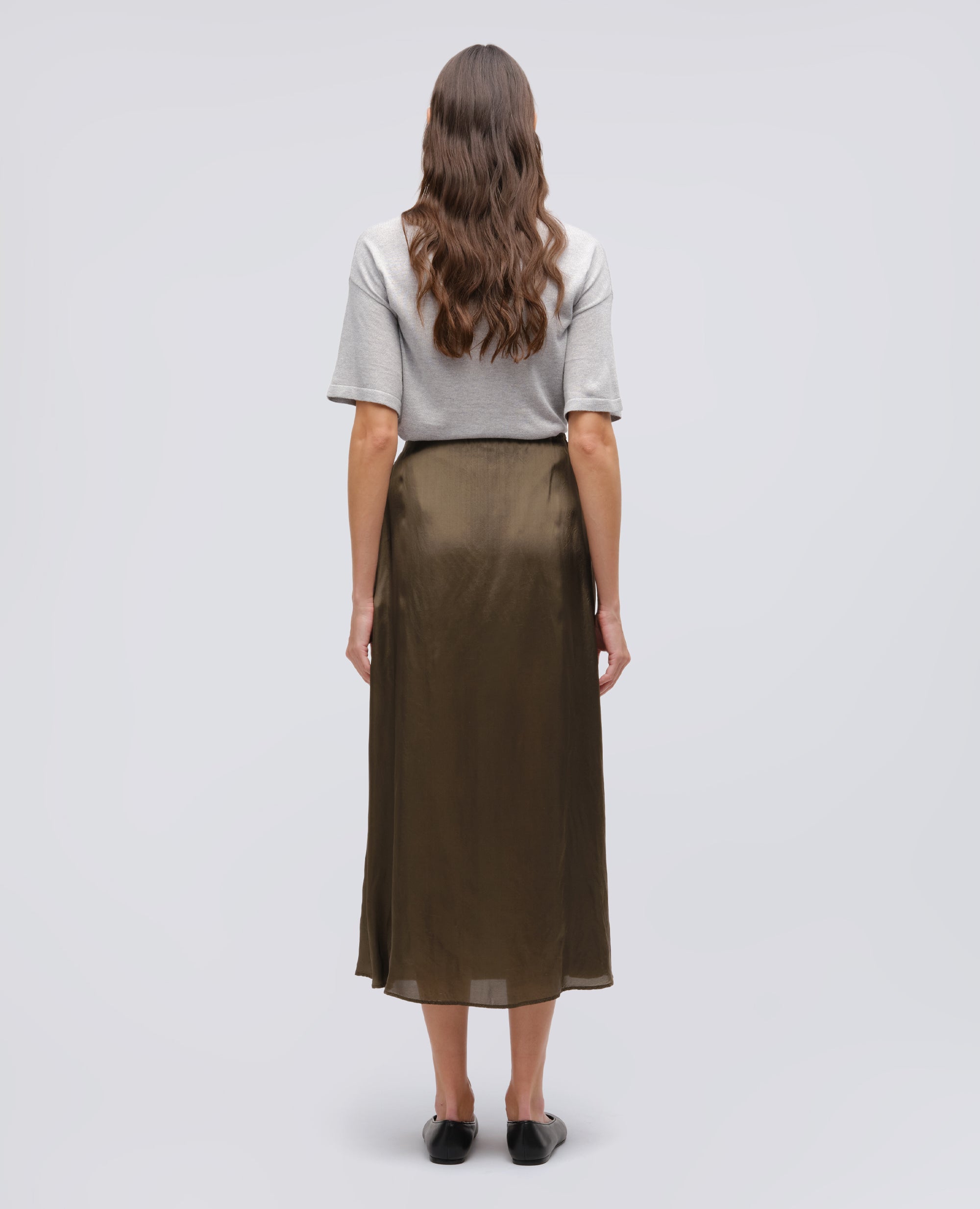 GONNA A PORTAFOGLIO IN TWILL DI VISCOSA-MILITARE-MILITARY-MILITAR-MILITAR-MILITAIRE