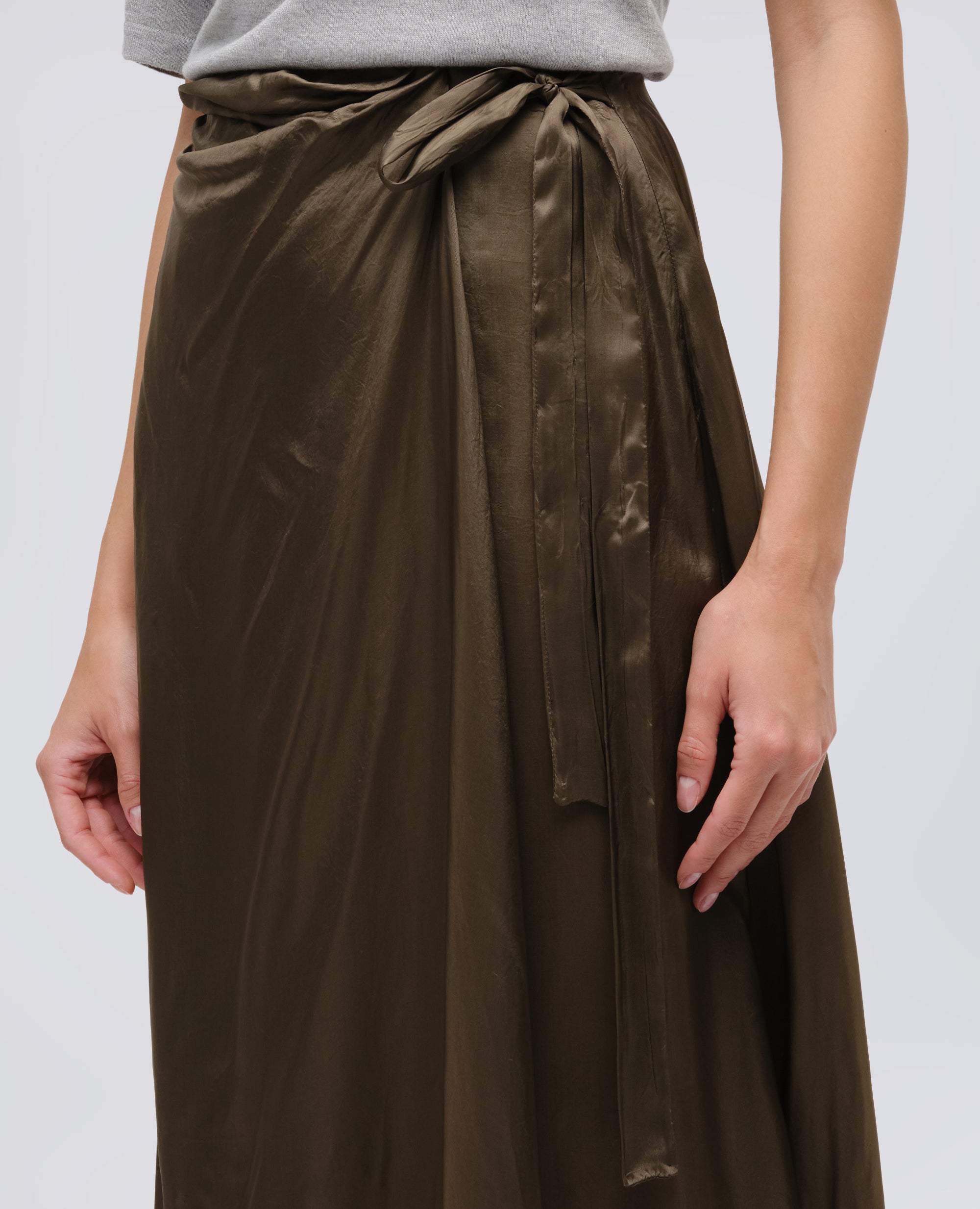 GONNA A PORTAFOGLIO IN TWILL DI VISCOSA-MILITARE-MILITARY-MILITAR-MILITAR-MILITAIRE