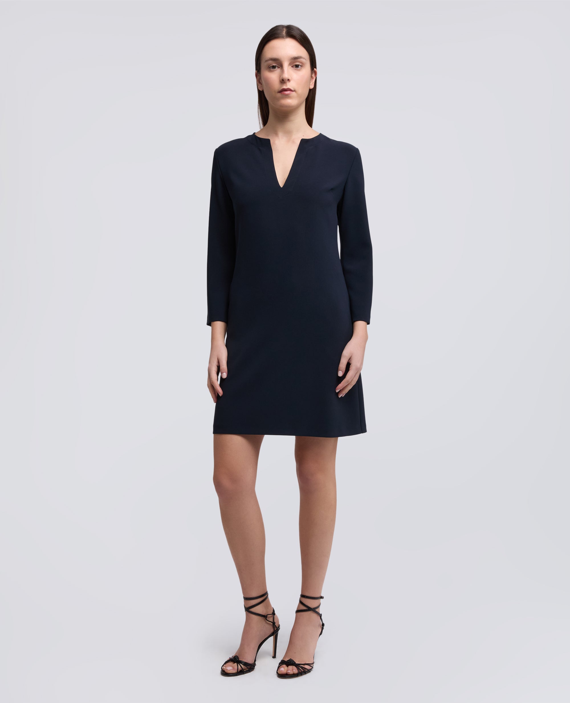 ABITO IN CADY CREPE IN TRIACETATO POLIESTERE-NAVY-NAVY-AZUL MARINO-NAVY-NAVY