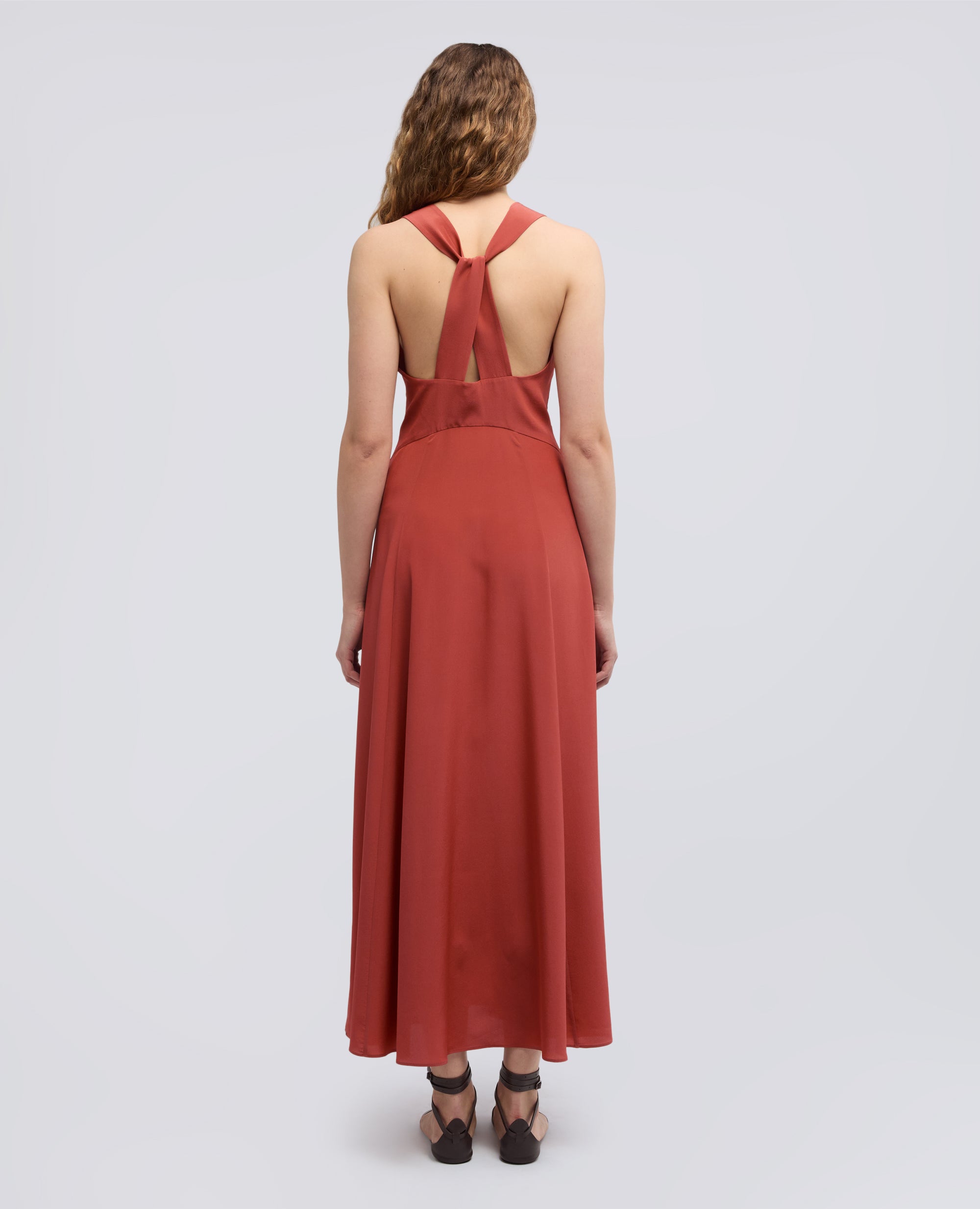 ABITO LUNGO IN CREPE DE CHINE SETA-ARAGOSTA-LOBSTER-ARAGOSTA-ARAGOSTA-ARAGOSTA