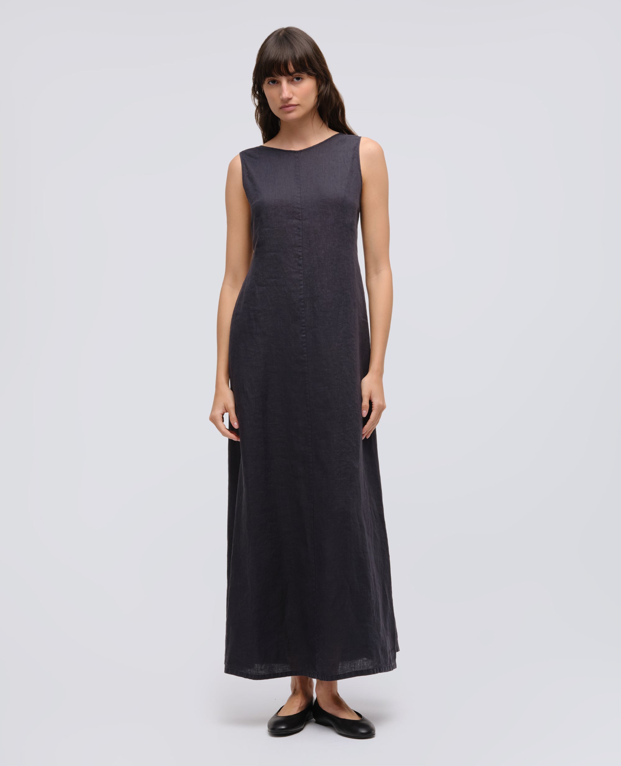 ABITO LUNGO IN LINO-NAVY-NAVY-AZUL MARINO-NAVY-NAVY