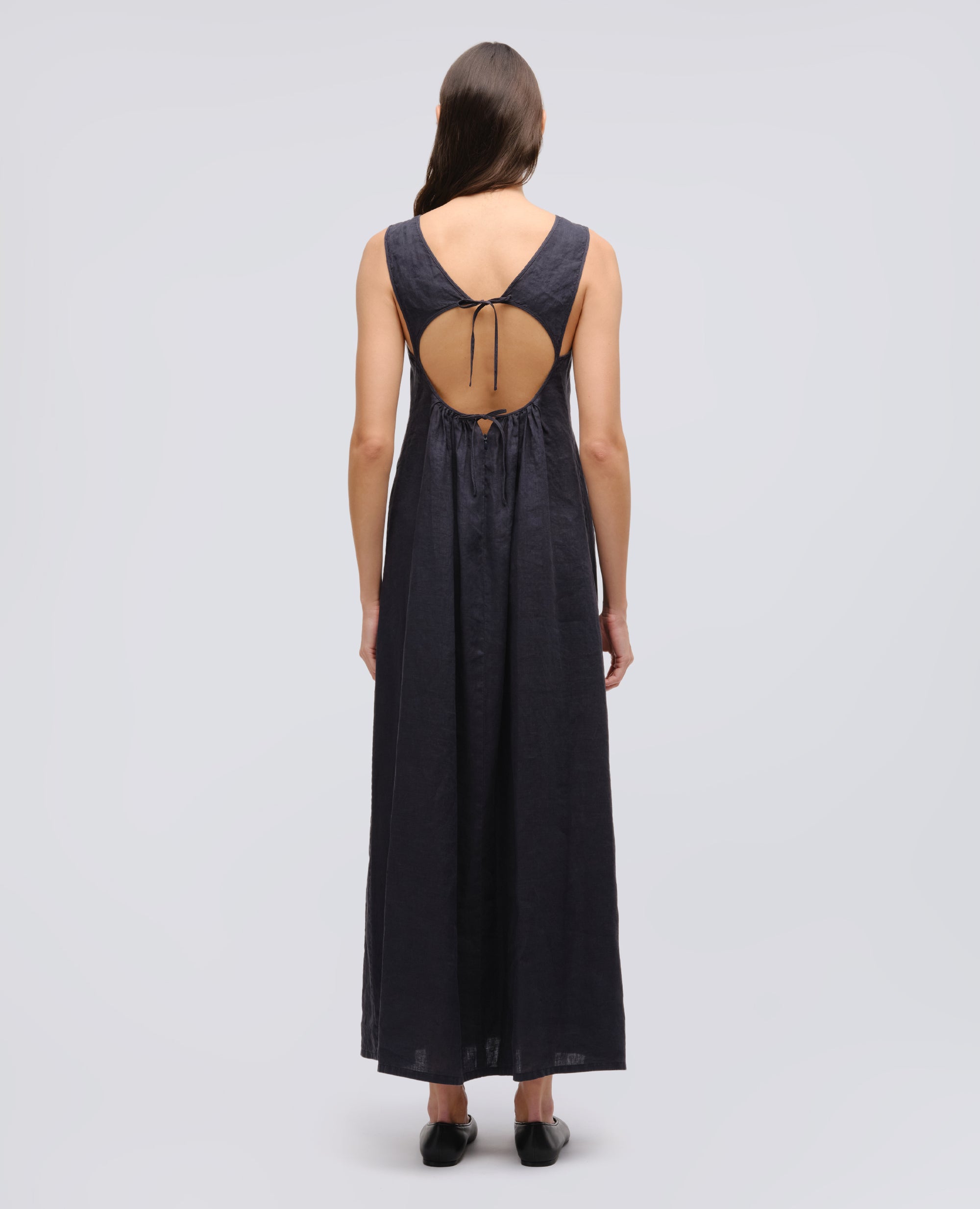ABITO LUNGO IN LINO-NAVY-NAVY-AZUL MARINO-NAVY-NAVY