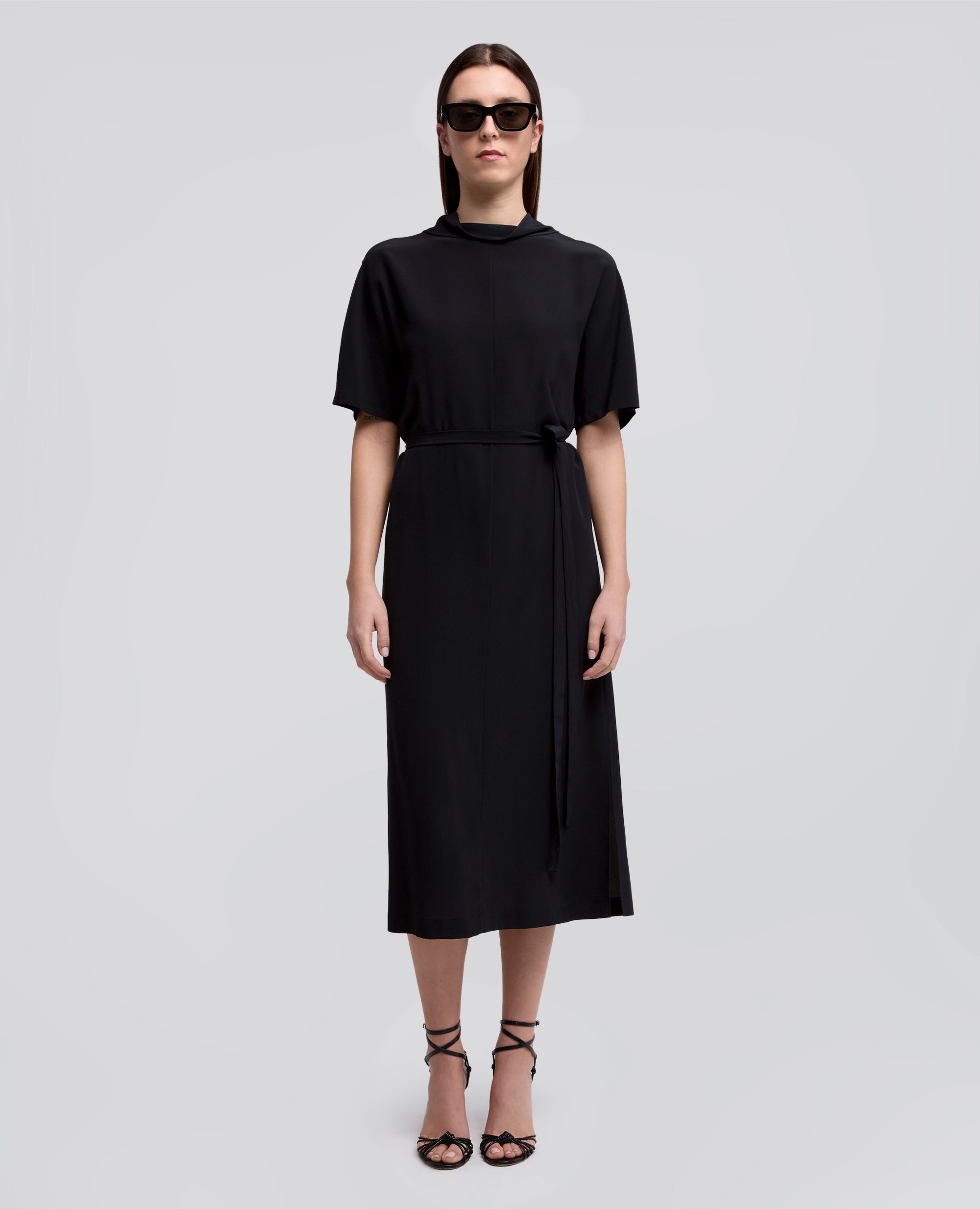 ABITO IN CREPE DE CHINE SETA-NAVY-NAVY-AZUL MARINO-NAVY-NAVY