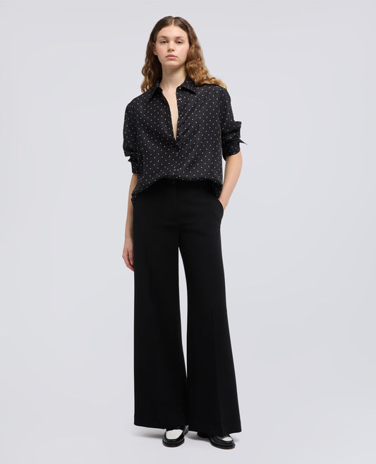 CAMICIA IN HABUTAI DI SETA A POIS - POIS NERO