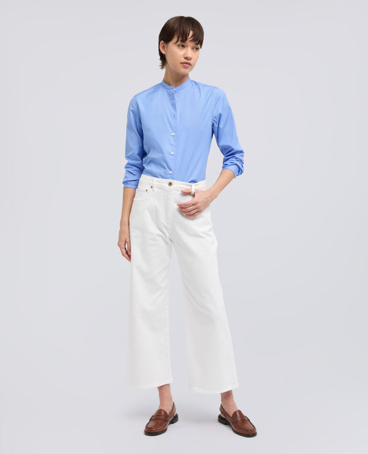 CAMICIA CLASSICA IN POPELINE DI COTONE-AZZURRO-SKY BLUE-AZUL CLARO-HIMMELBLAU-BLEU CIEL