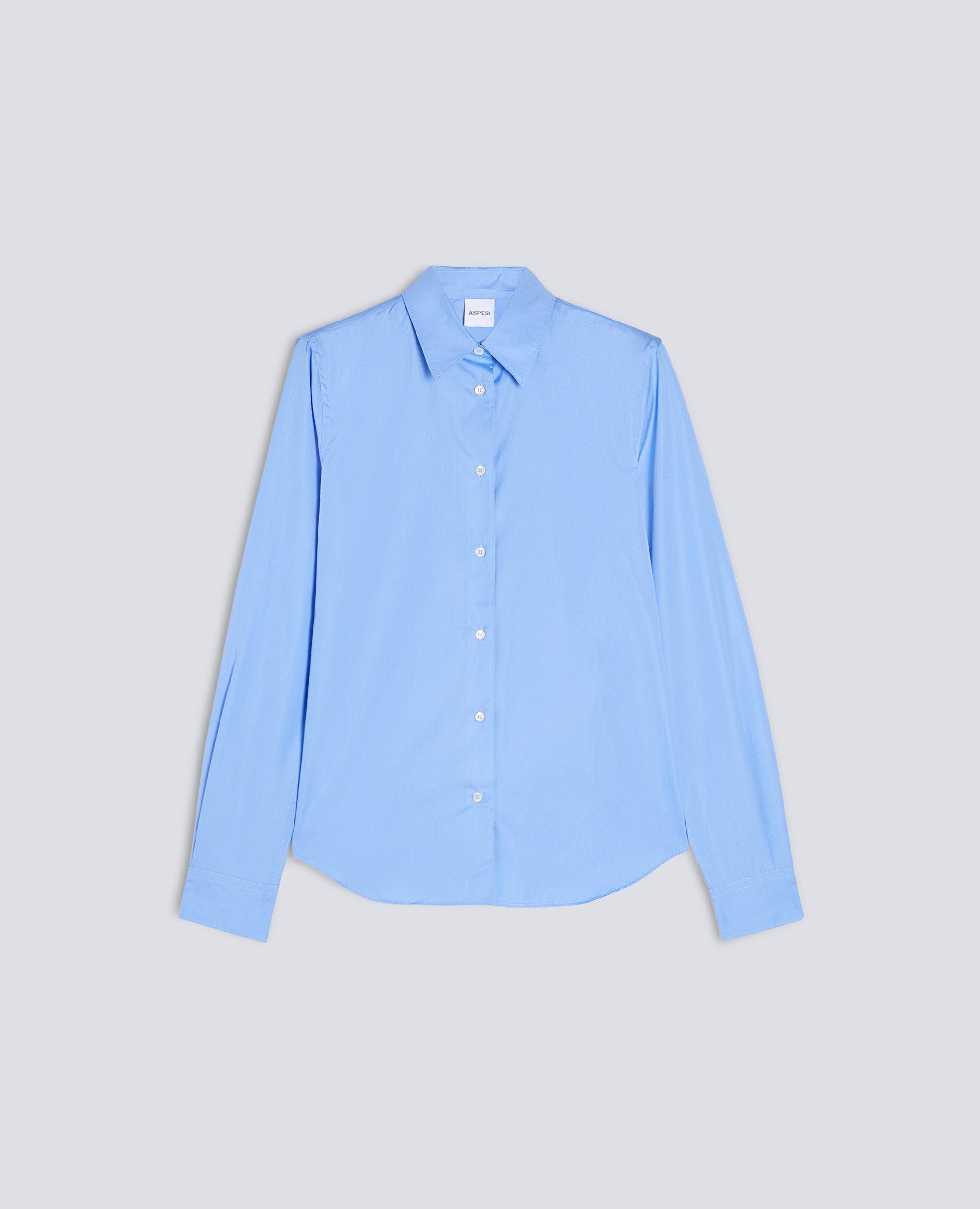 CAMICIA IN POPELINE DI COTONE-AZZURRO-SKY BLUE-AZUL CLARO-HIMMELBLAU-BLEU CIEL