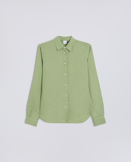 CAMICIA CLASSICA IN LINO-SALVIA-SAGE GREEN-ARENA-SALBEIGRUN-SAUGE