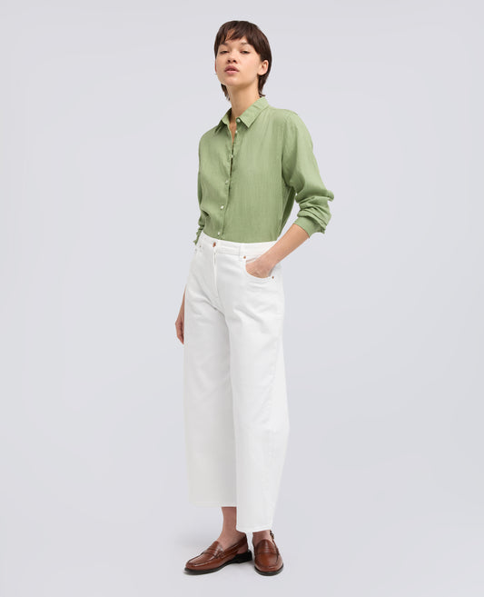 CAMICIA CLASSICA IN LINO-SALVIA-SAGE GREEN-ARENA-SALBEIGRUN-SAUGE