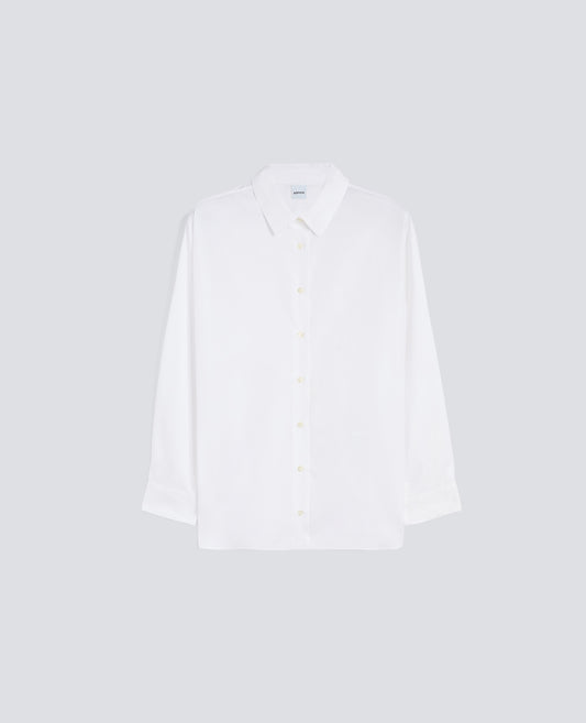 CAMICIA IN POPELINE DI COTONE-BIANCO-WHITE-BLANCO-WEISS-BLANC