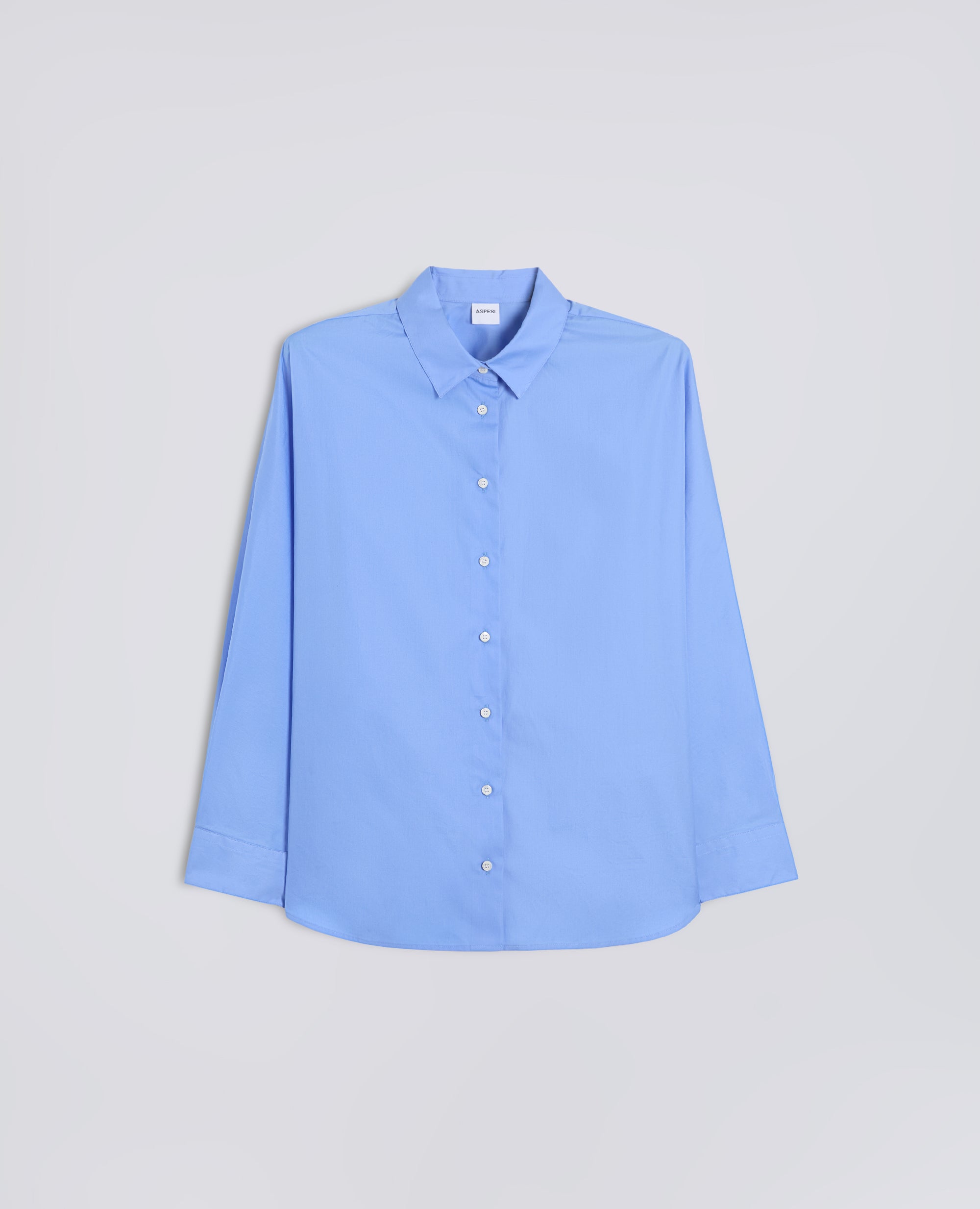 CAMICIA IN POPELINE DI COTONE-AZZURRO-SKY BLUE-AZUL CLARO-HIMMELBLAU-BLEU CIEL