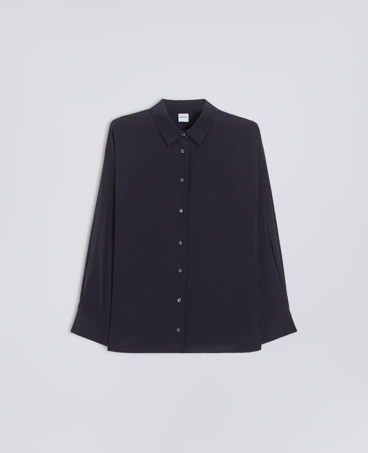 CAMICIA IN CREPE DE CHINE DI SETA-NAVY-NAVY-AZUL MARINO-NAVY-NAVY