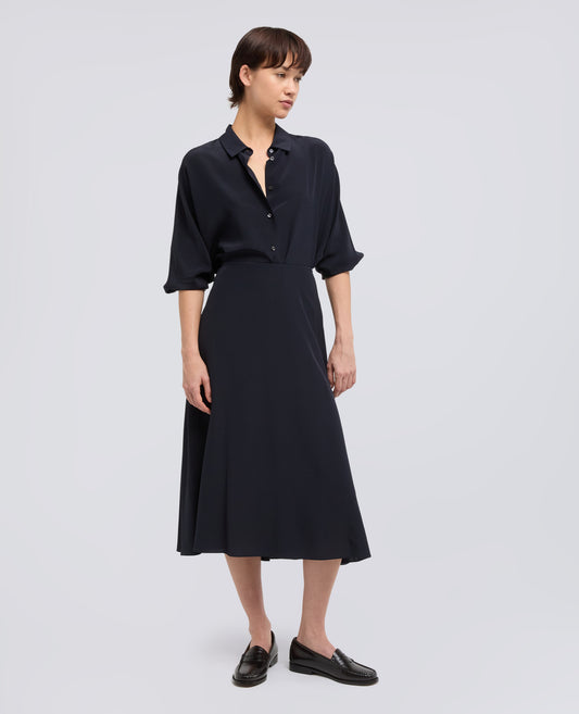 CAMICIA IN CREPE DE CHINE DI SETA-NAVY-NAVY-AZUL MARINO-NAVY-NAVY