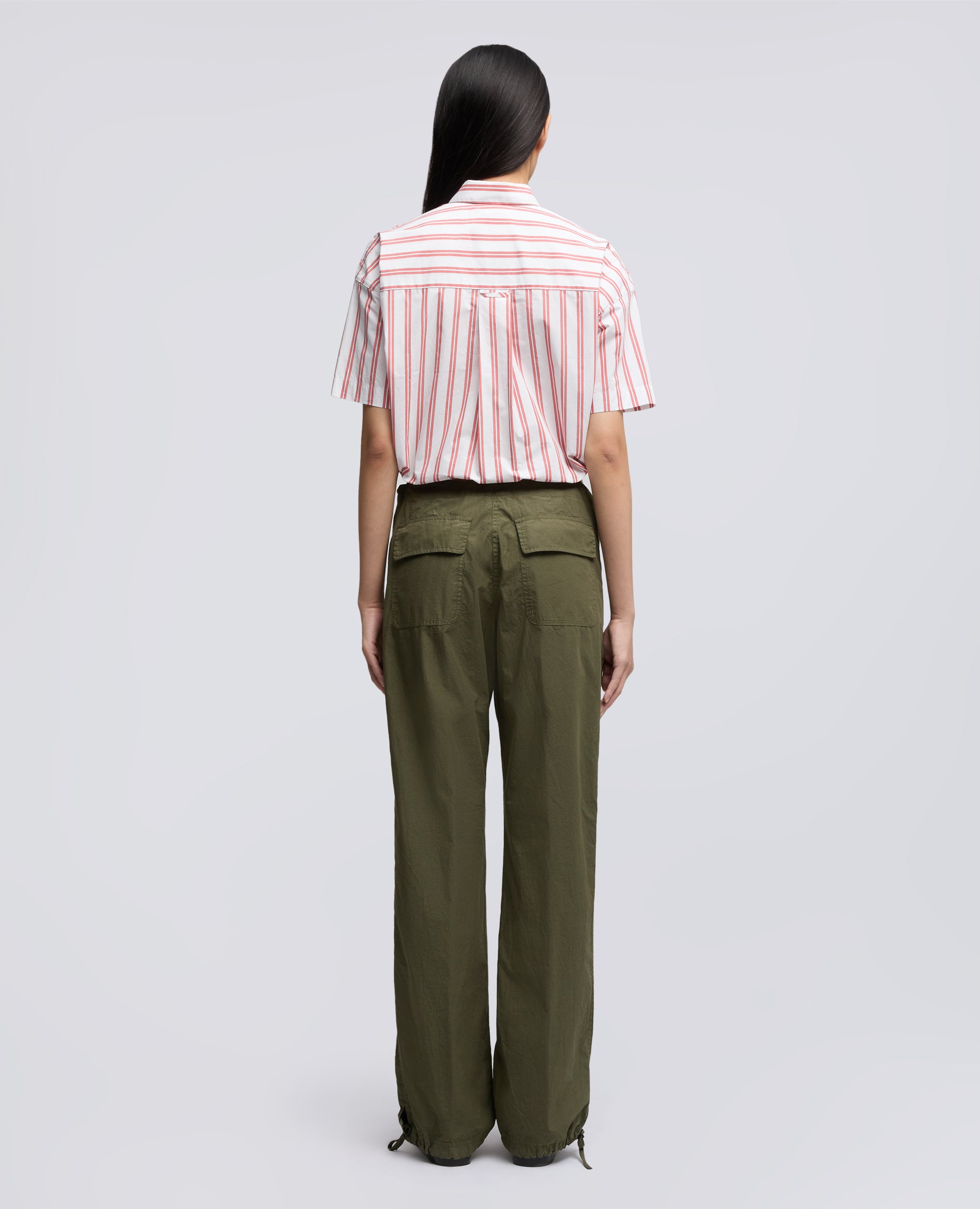 CAMICIA IN POPELINE DI COTONE-RIGA ROSSA-RED STRIPE-RAYA ROJA-ROTE STREIFEN-RAYURES ROUGES