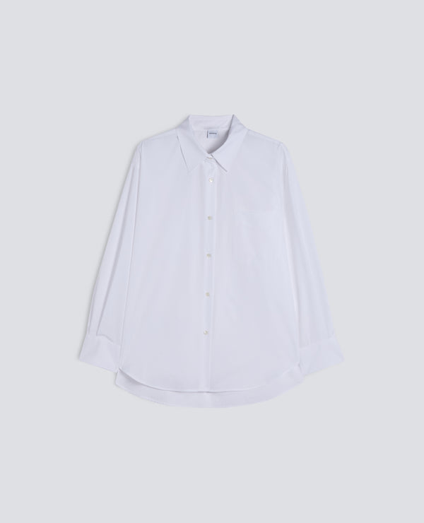 CAMICIA IN POPELINE DI COTONE-BIANCO-WHITE-BLANCO-WEISS-BLANC