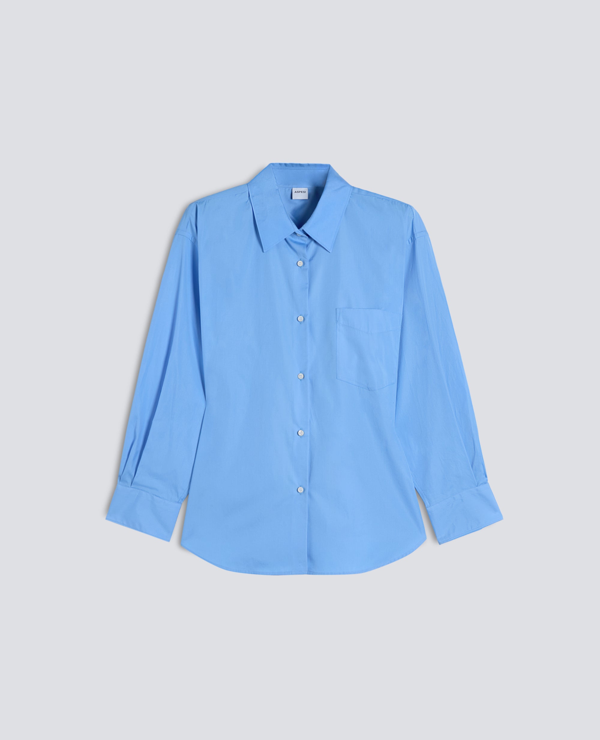 CAMICIA IN POPELINE DI COTONE-AZZURRO-SKY BLUE-AZUL CLARO-HIMMELBLAU-BLEU CIEL