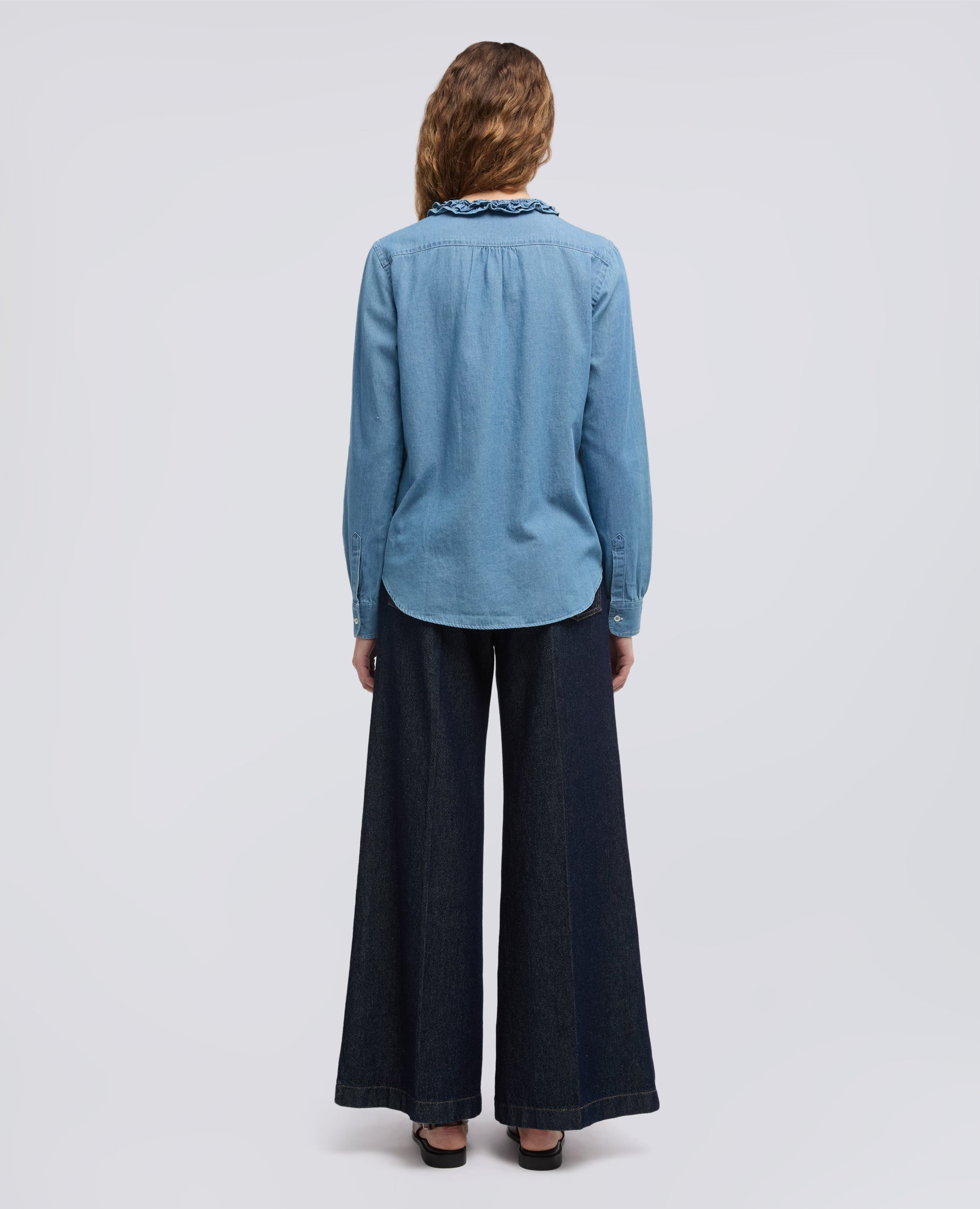 CAMICIA GIROCOLLO IN DENIM-DENIM-DENIM-DENIM-DENIM-DENIM