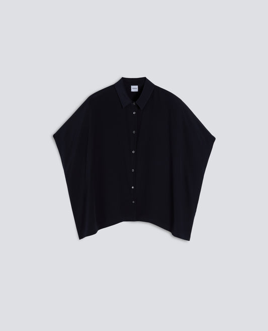 CAMICIA IN CREPE DE CHINE SETA-NAVY-NAVY-AZUL MARINO-NAVY-NAVY