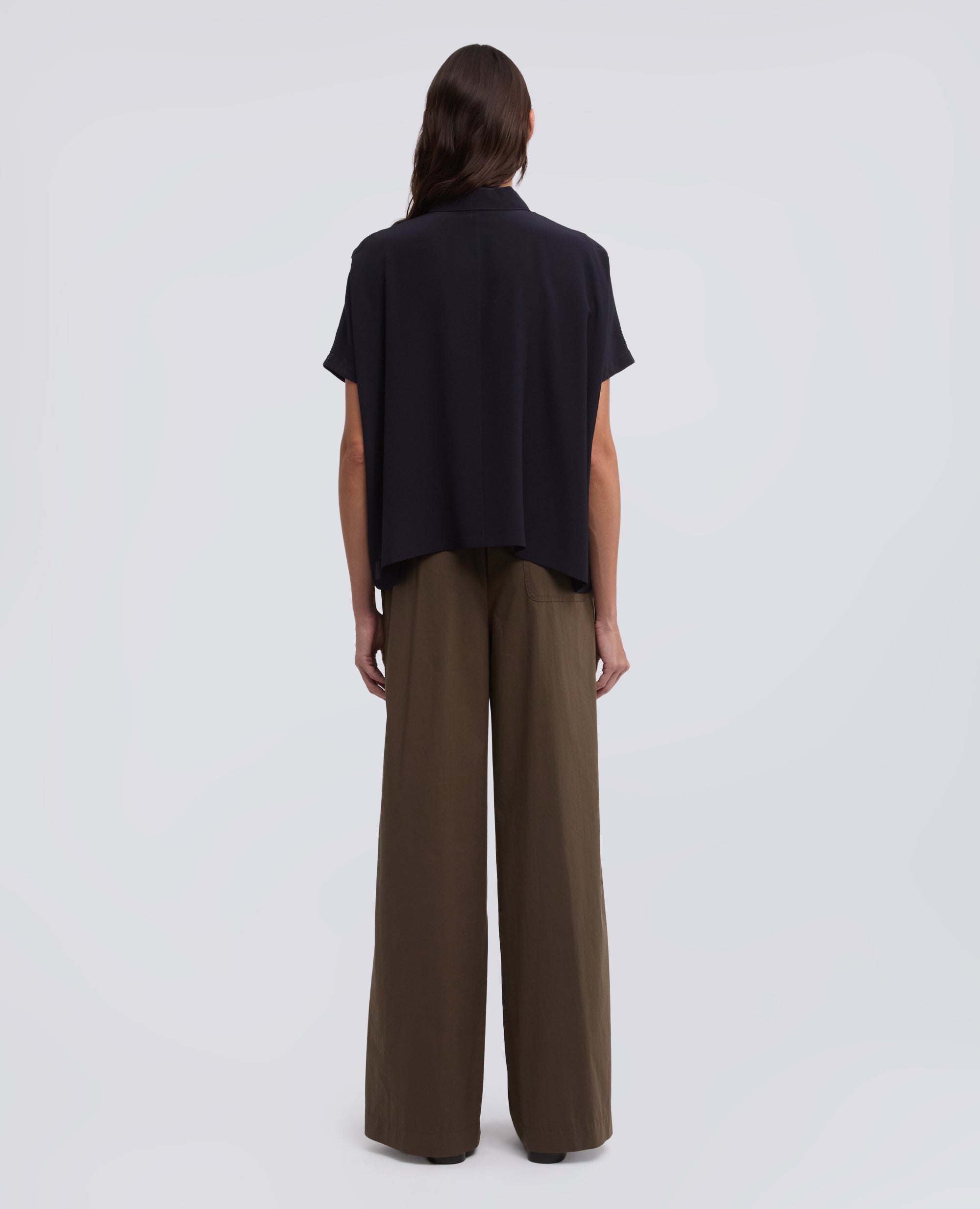 CAMICIA IN CREPE DE CHINE SETA-NAVY-NAVY-AZUL MARINO-NAVY-NAVY