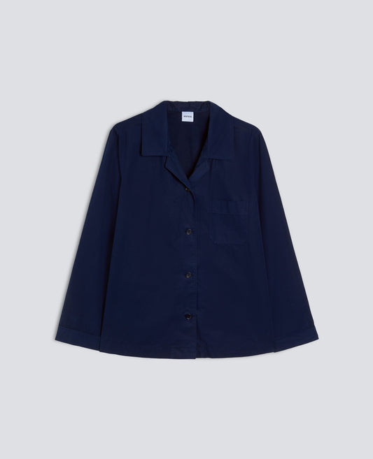 GIACCA CAMICIA TIPO PIGIAMA IN POPELINE COTONE TINTO CAPO-BLU-BLUE-AZUL-BLAU-BLEU
