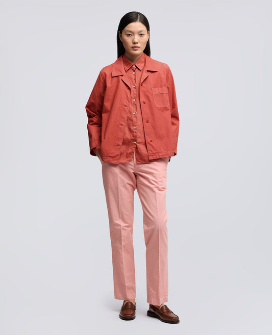 GIACCA CAMICIA TIPO PIGIAMA IN POPELINE COTONE TINTO CAPO-ARRAGOSTA-ARRAGOSTA-ARRAGOSTA-ARRAGOSTA-ARRAGOSTA