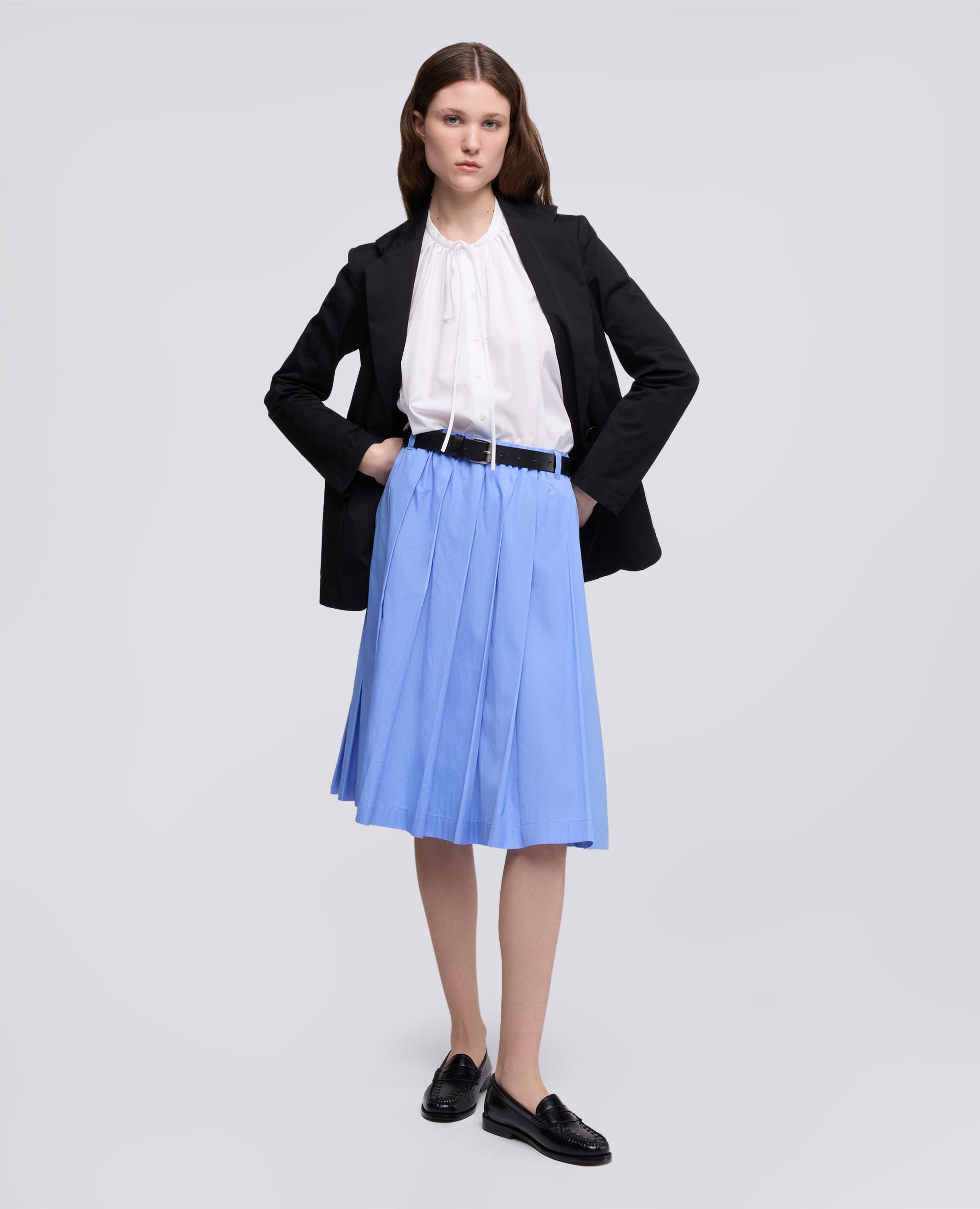 CAMICIA IN POPELINE DI COTONE-BIANCO-WHITE-BLANCO-WEISS-BLANC