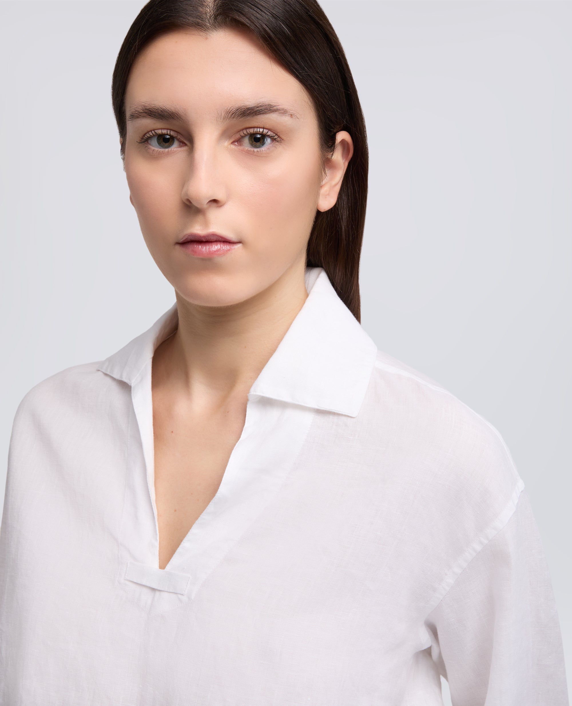 CAMICIA IN LINO LEGGERO TINTO CAPO-BIANCO-WHITE-BLANCO-WEISS-BLANC