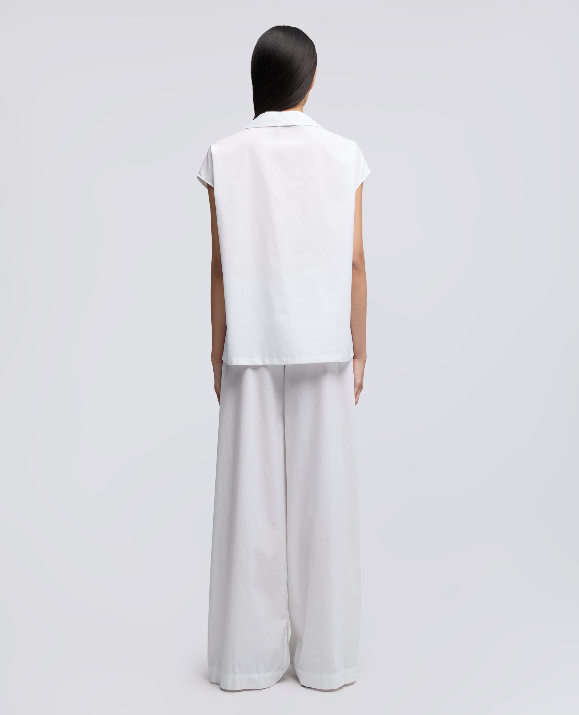 TOP IN POPELINE DI COTONE-BIANCO-WHITE-BLANCO-WEISS-BLANC