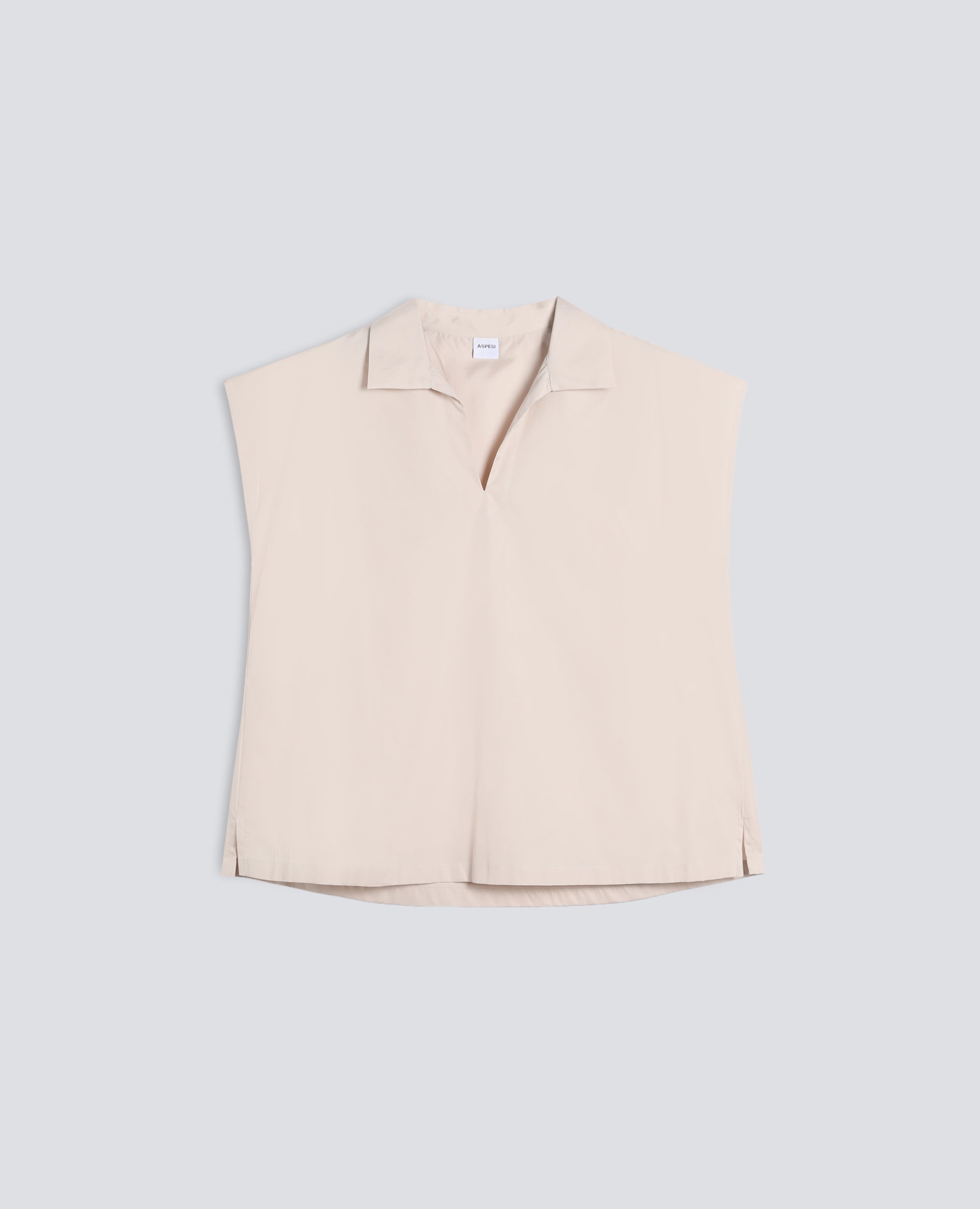 TOP IN POPELINE DI COTONE-BEIGE-BEIGE-BEIS-BEIGE-BEIGE