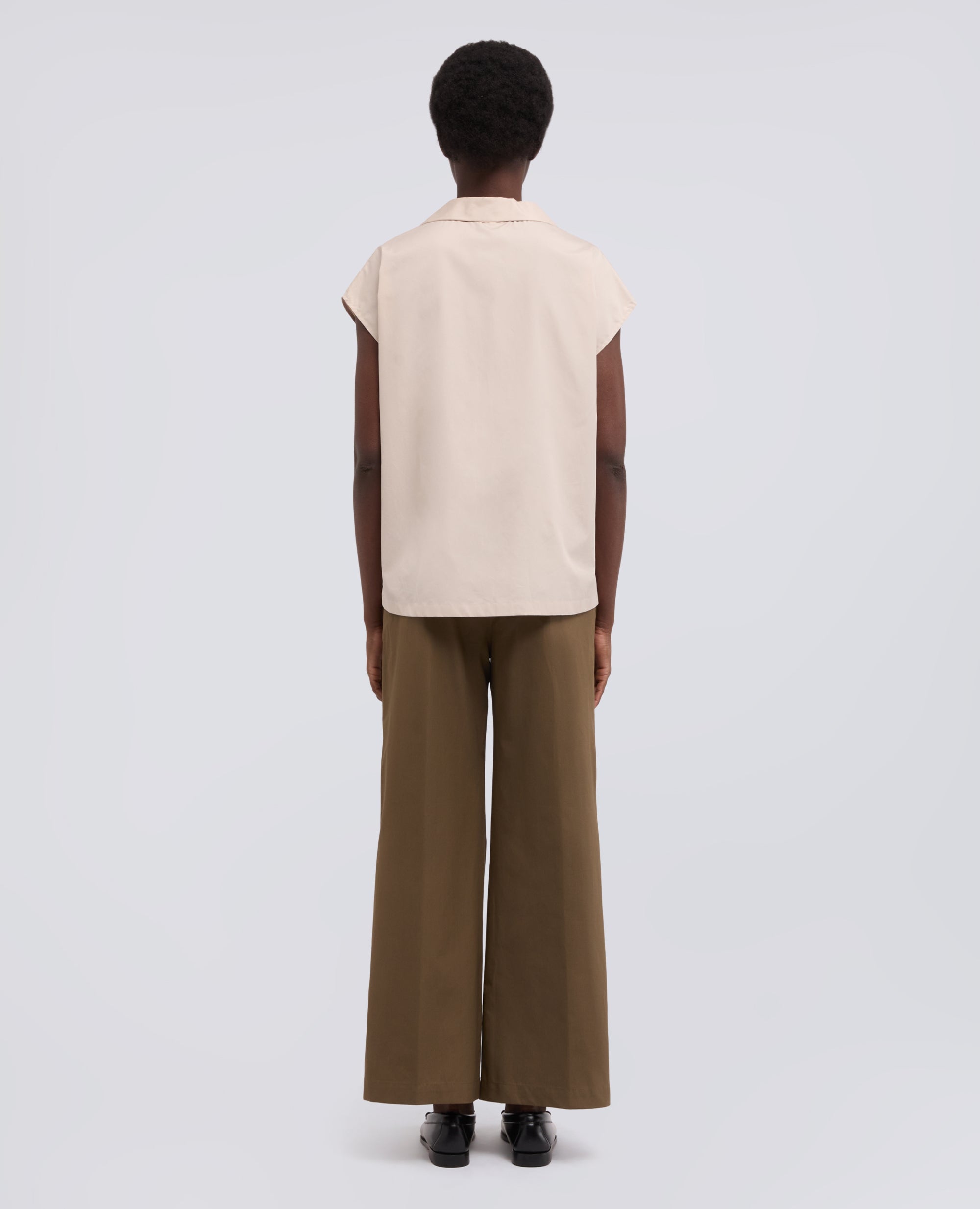 TOP IN POPELINE DI COTONE-BEIGE-BEIGE-BEIS-BEIGE-BEIGE